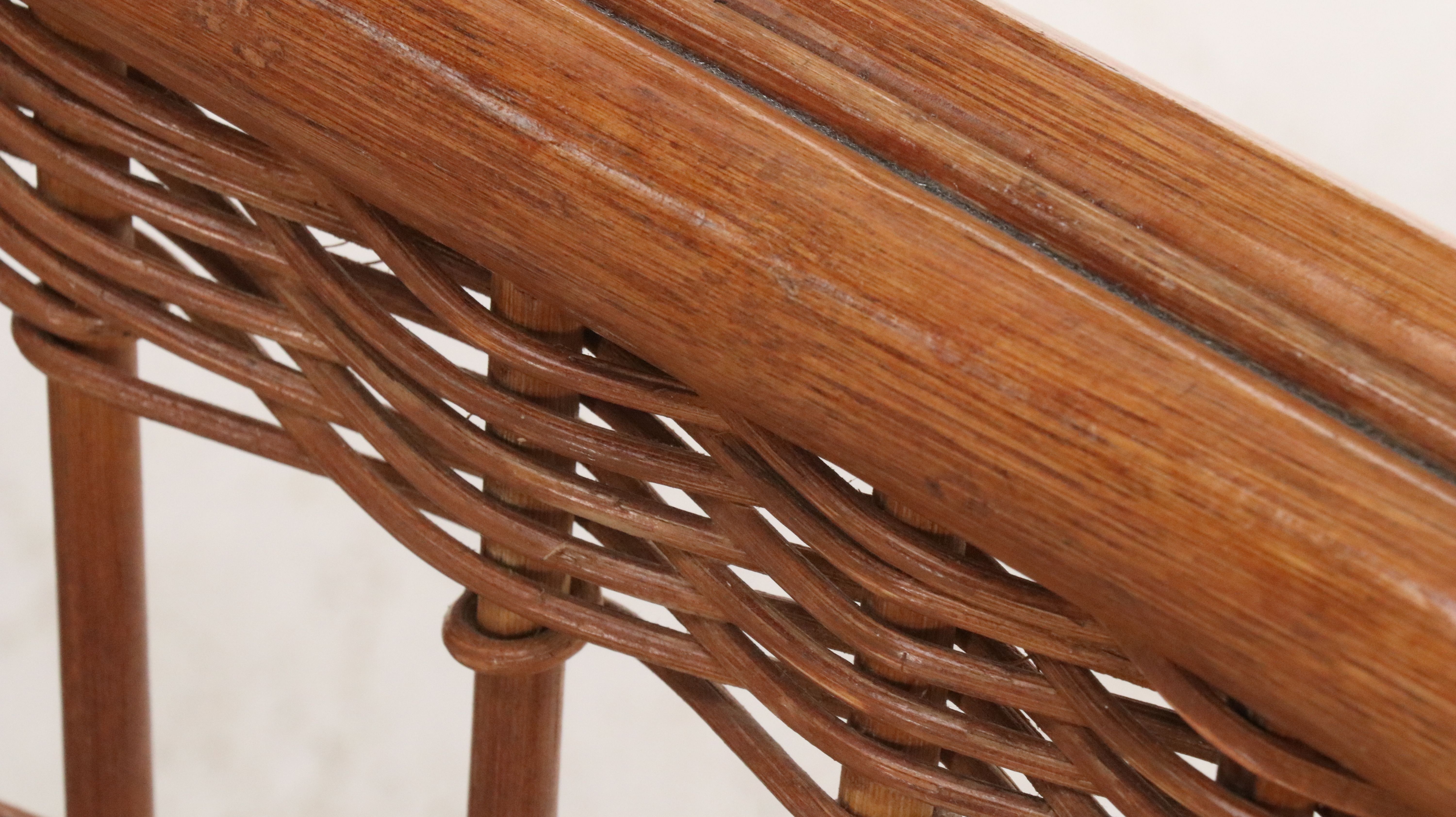 Contemporary Rattan Coffee Table with Glass Top and Rattan Sofa