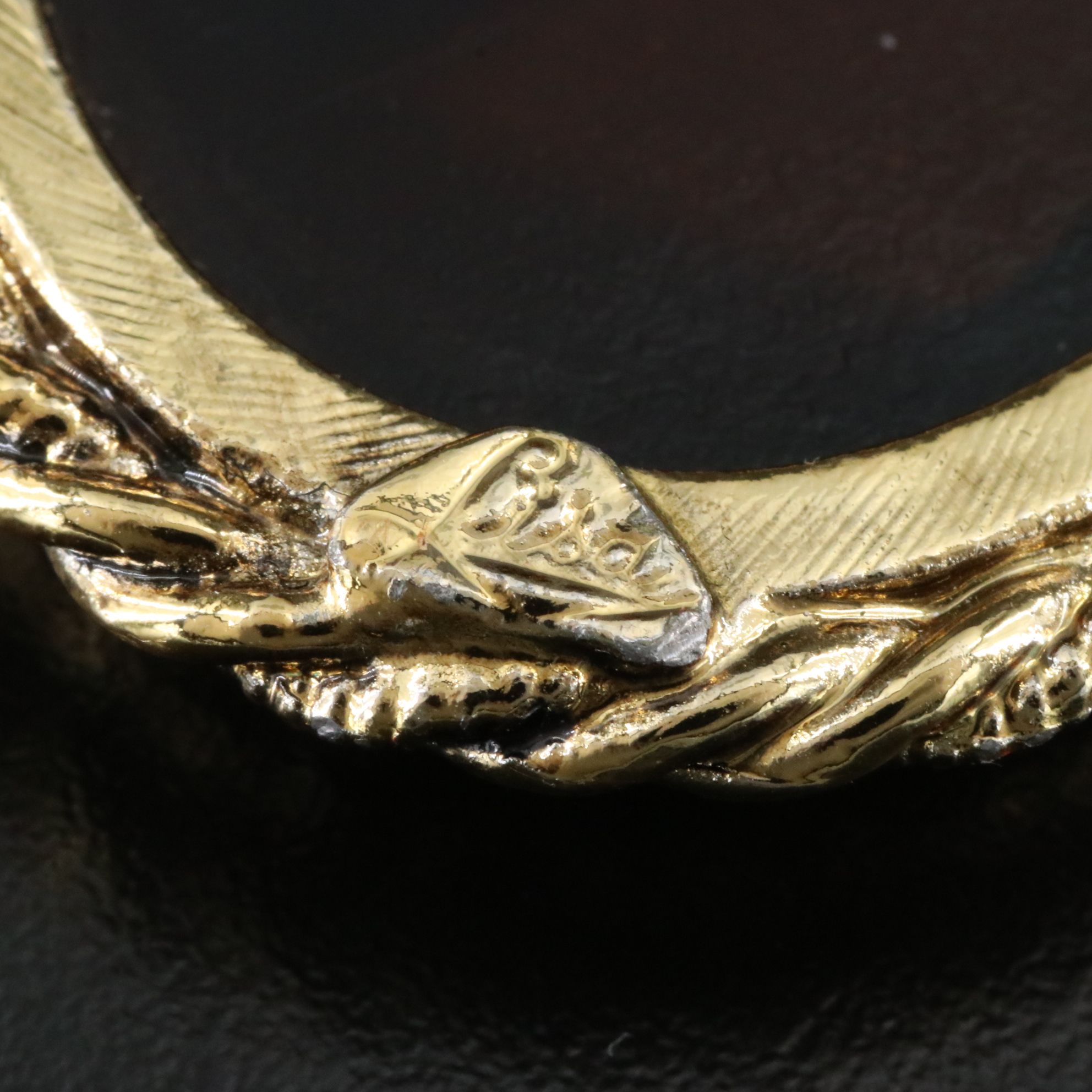 Tortoise Glass Brooch with Rope Trim