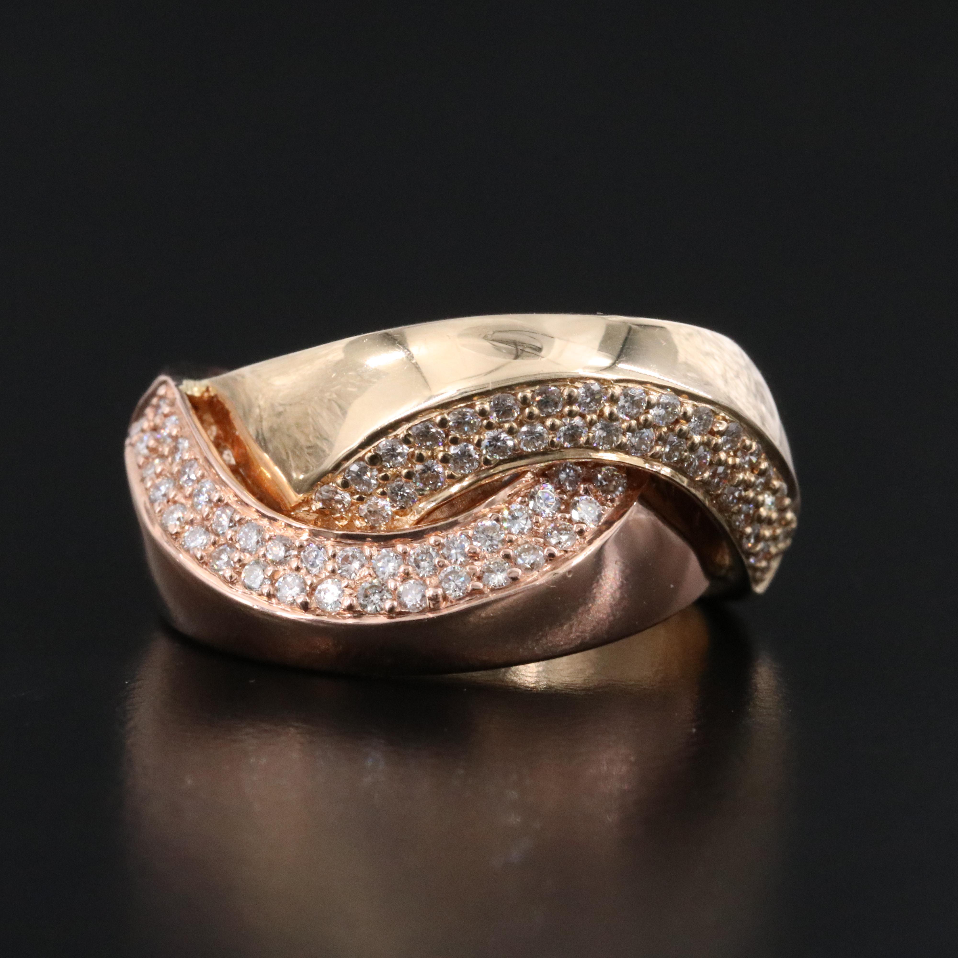 14K 0.59 CTW Diamond Ring with Rose Gold Bypass