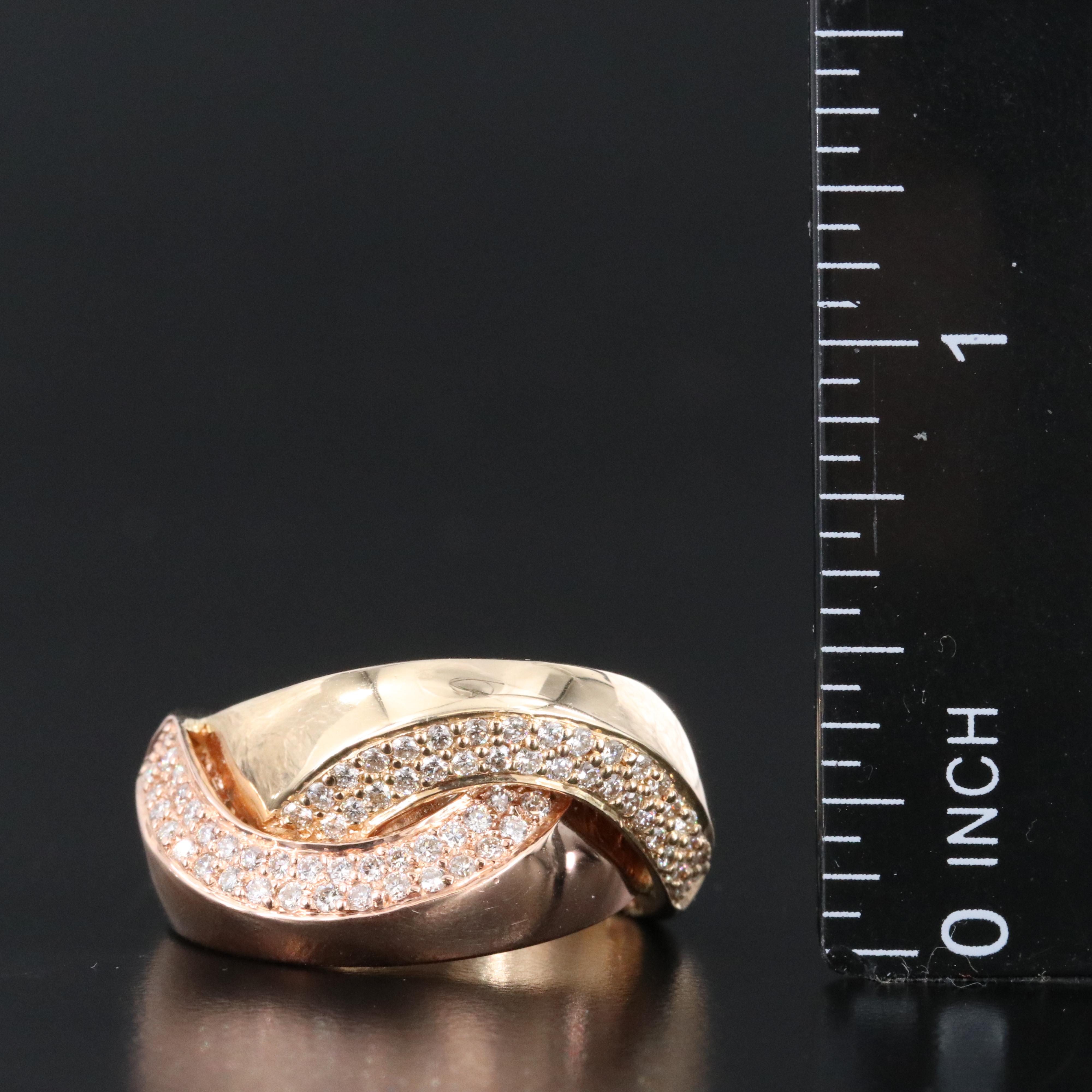14K 0.59 CTW Diamond Ring with Rose Gold Bypass