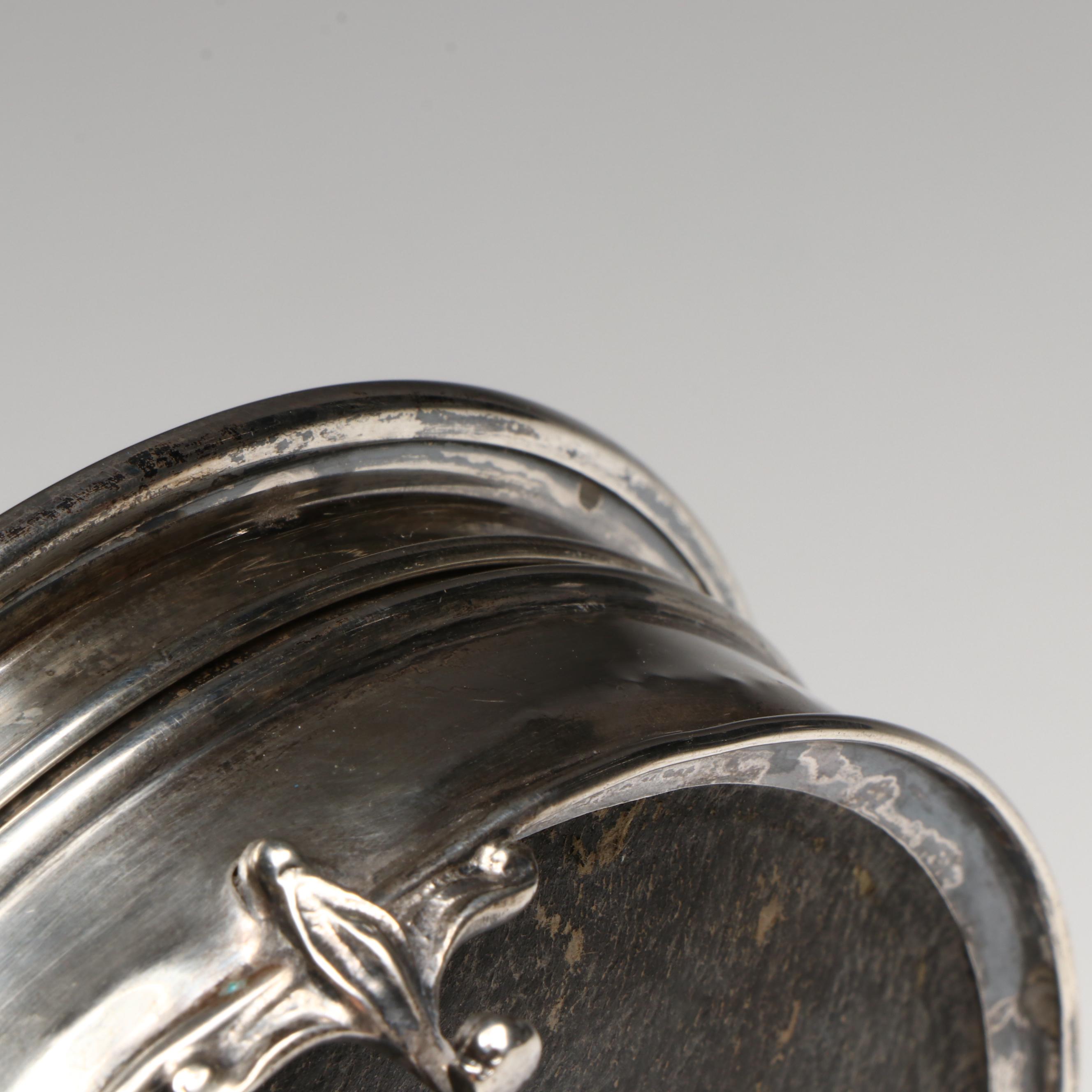 English Sterling Silver and Tortoise Shell Footed Jewelry Box, 1923