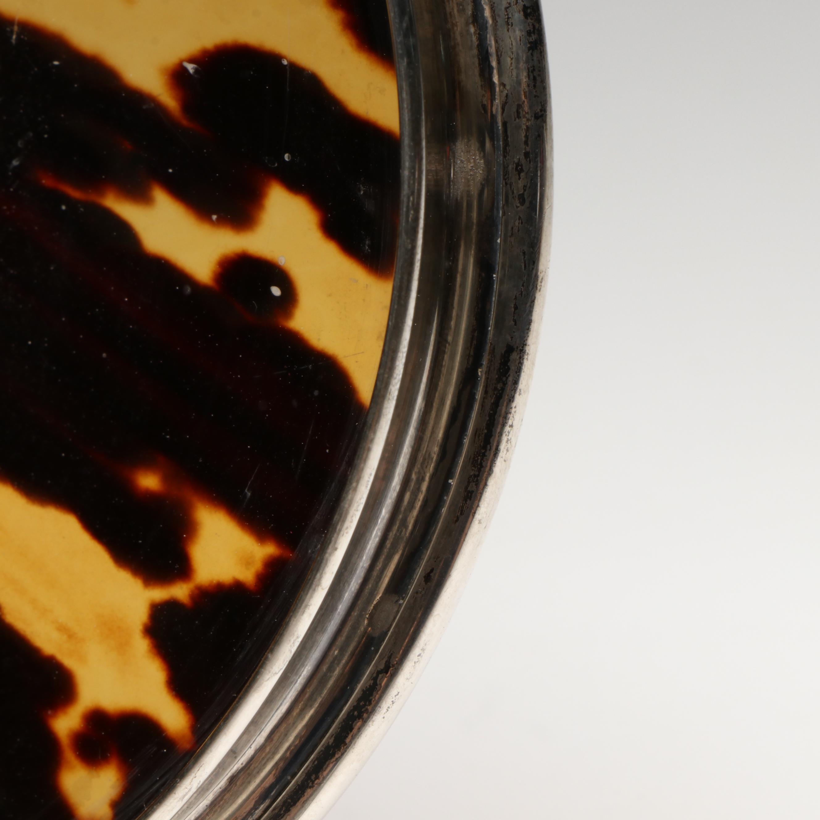 English Sterling Silver and Tortoise Shell Footed Jewelry Box, 1923