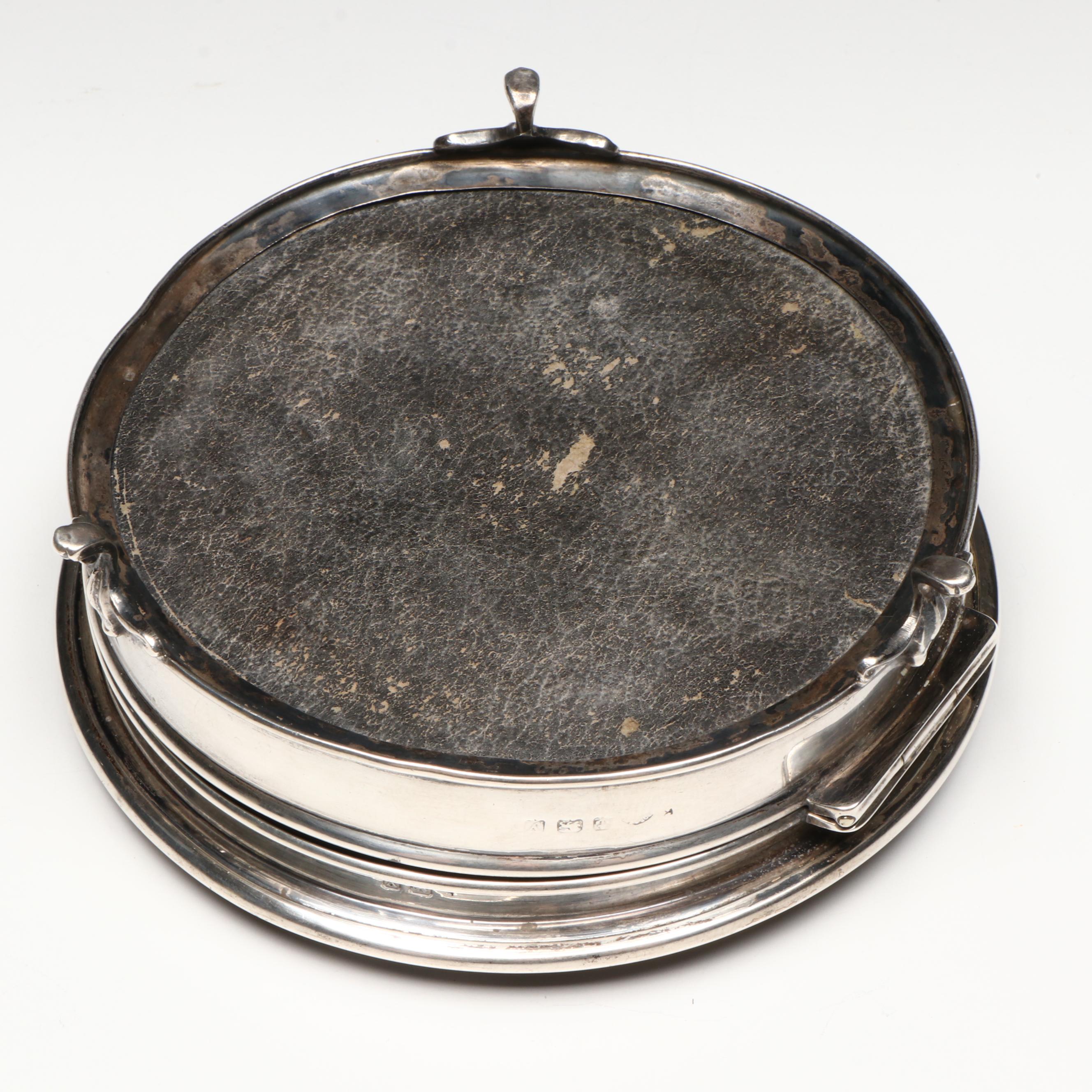 English Sterling Silver and Tortoise Shell Footed Jewelry Box, 1923