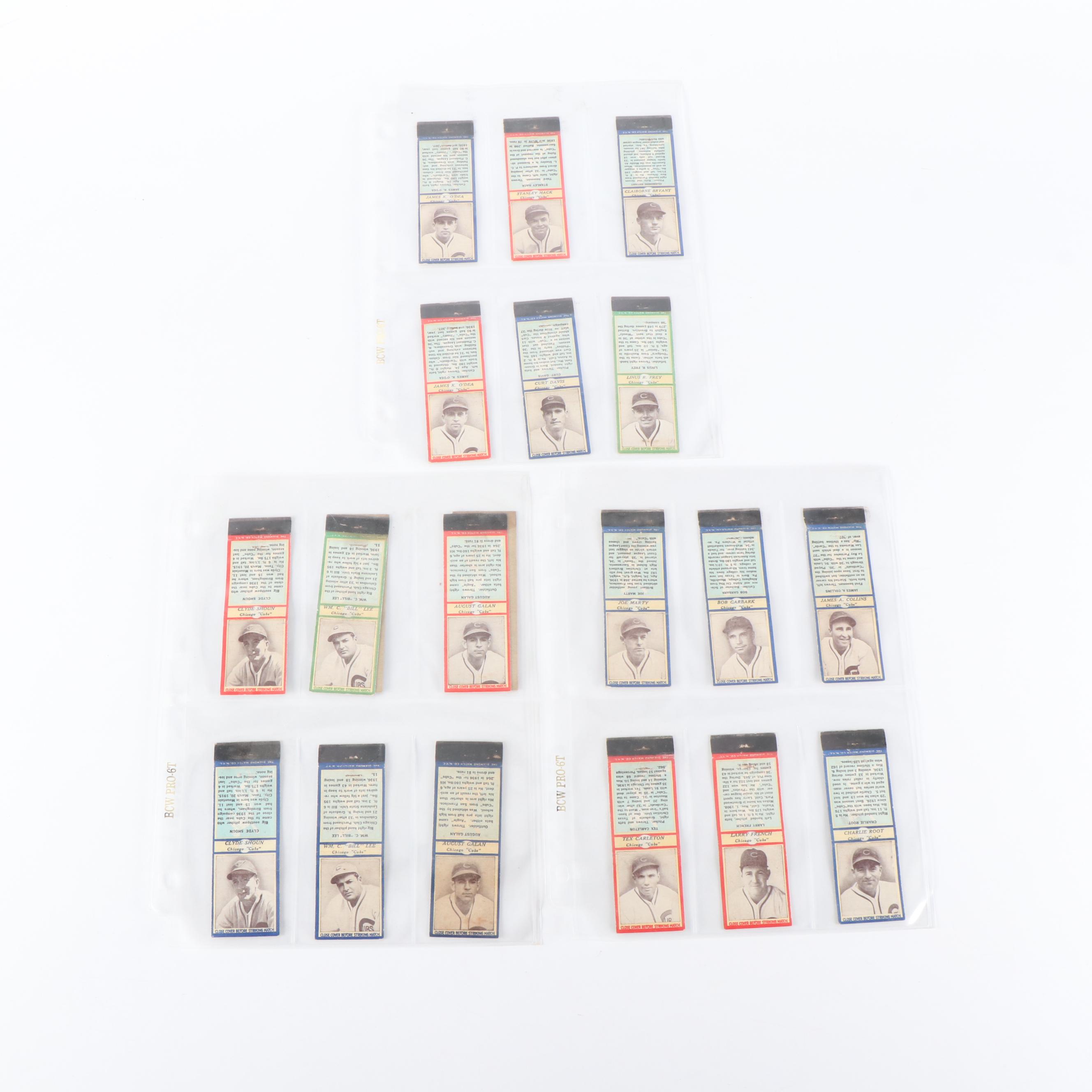 1937 Diamond Baseball Matchbooks Featuring Lonny Frey, Curt Davis, and More