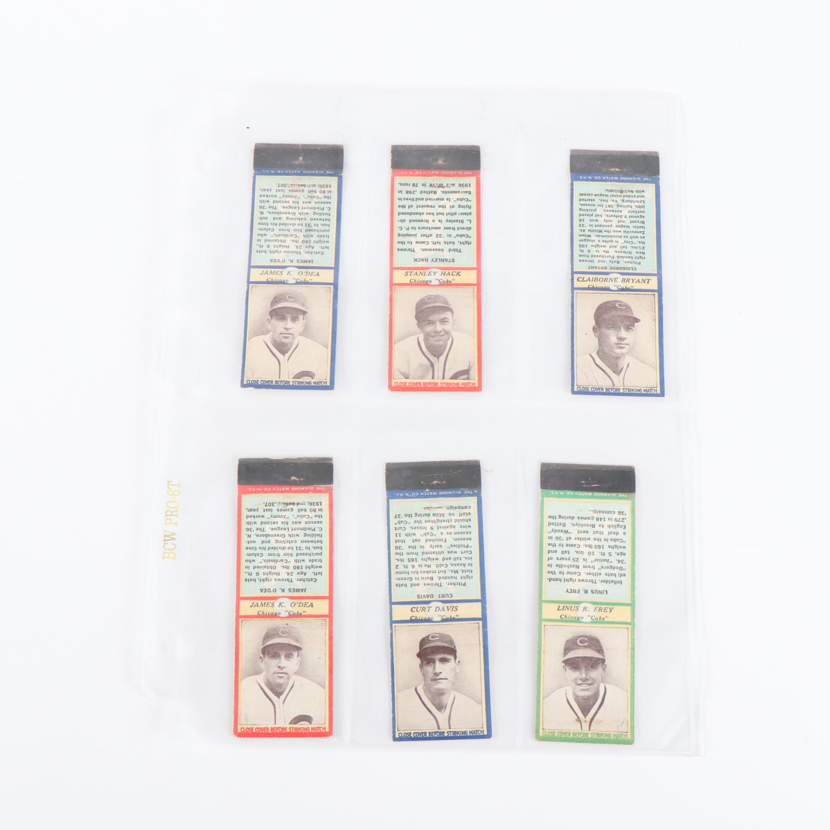 1937 Diamond Baseball Matchbooks Featuring Lonny Frey, Curt Davis, and More
