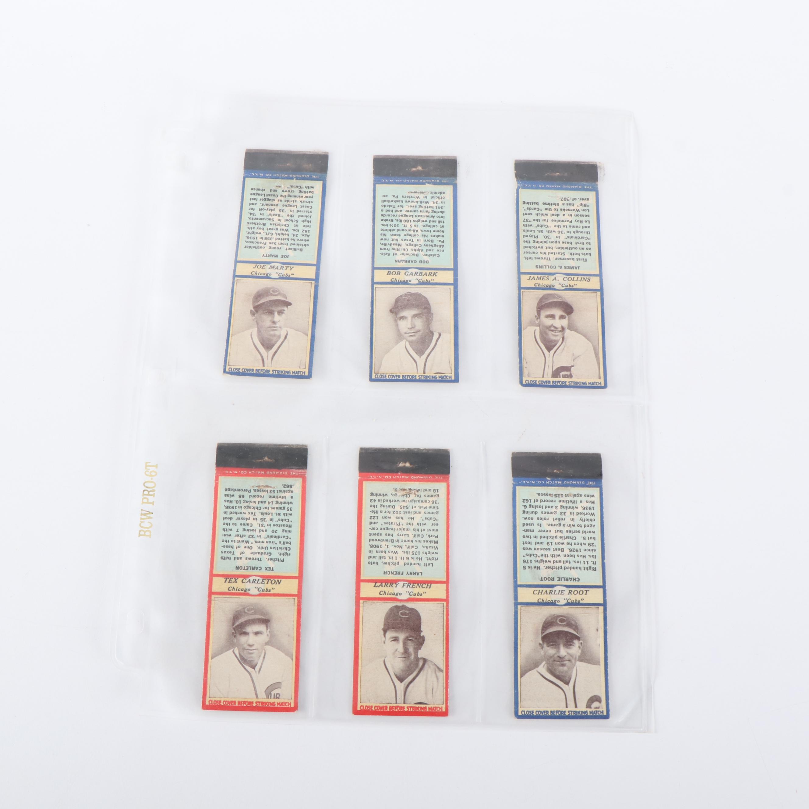 1937 Diamond Baseball Matchbooks Featuring Lonny Frey, Curt Davis, and More
