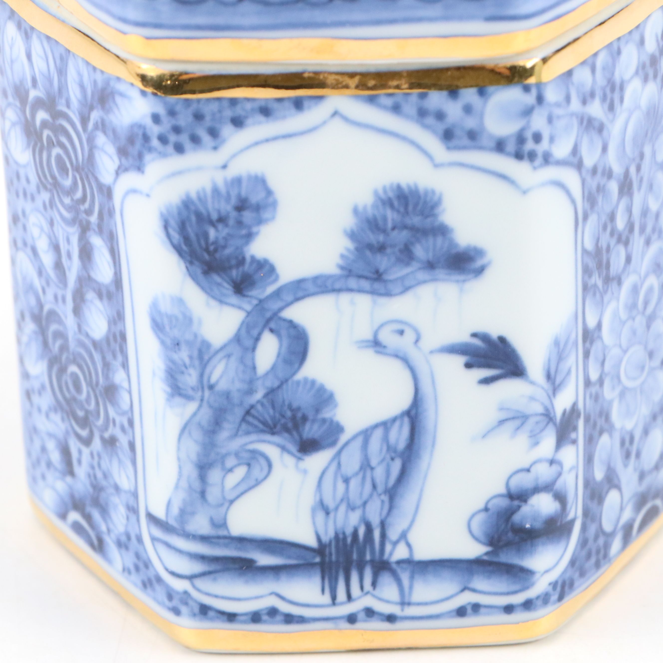 Chinese Celadon Glaze Ginger Jar with Hexagonal Porcelain Tea Caddy