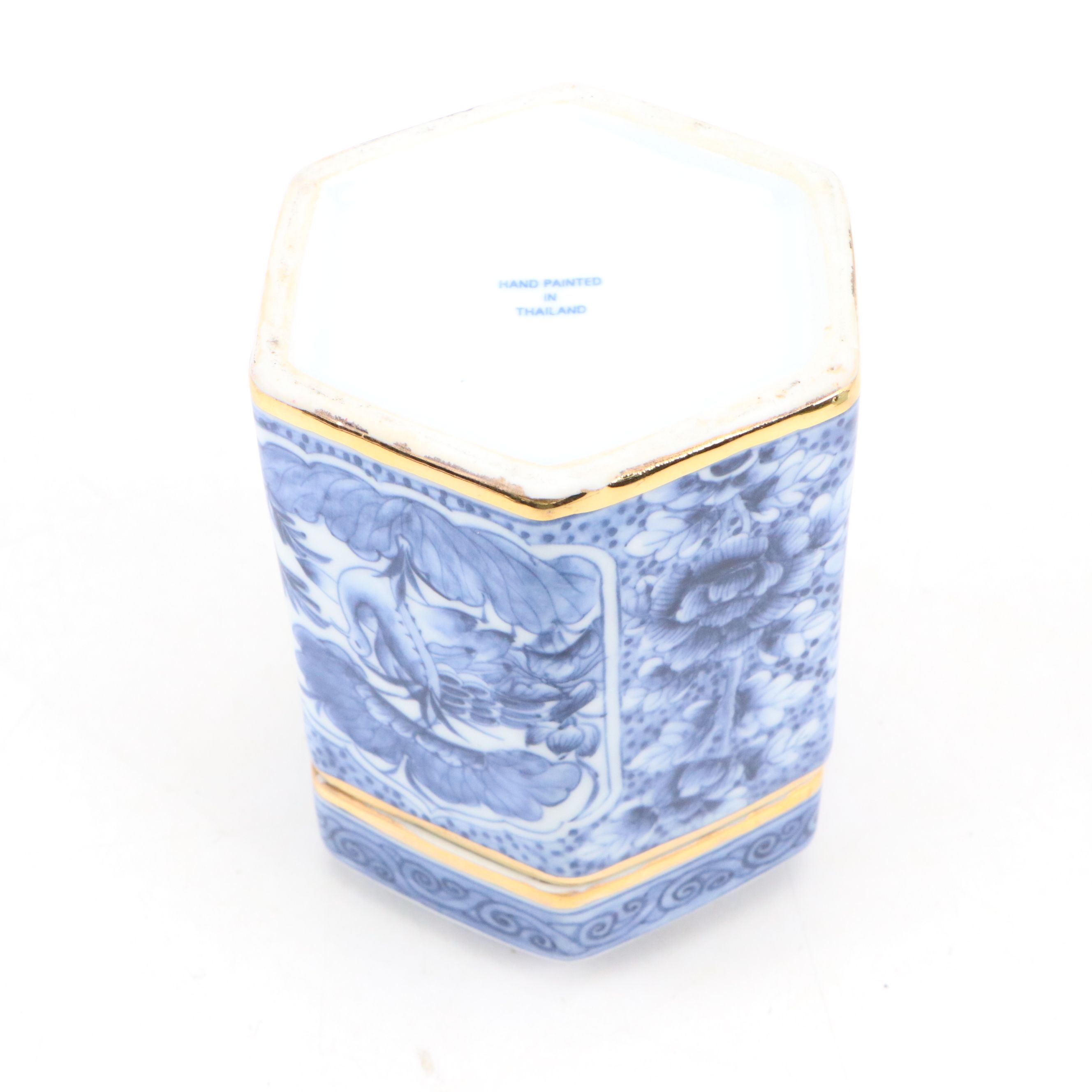 Chinese Celadon Glaze Ginger Jar with Hexagonal Porcelain Tea Caddy