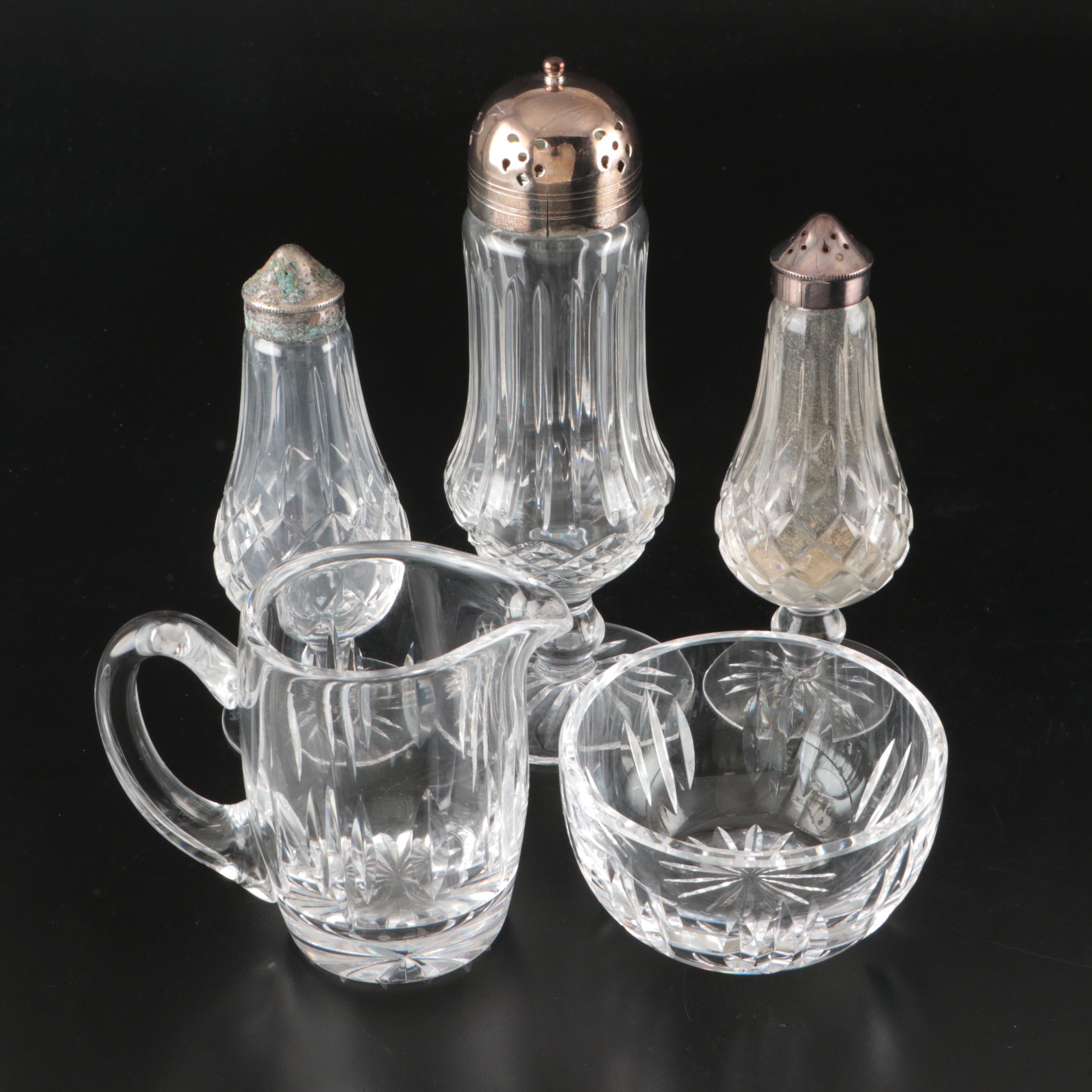 Waterford Crystal Shakers, Crystal Bowl, and Crystal Creamer