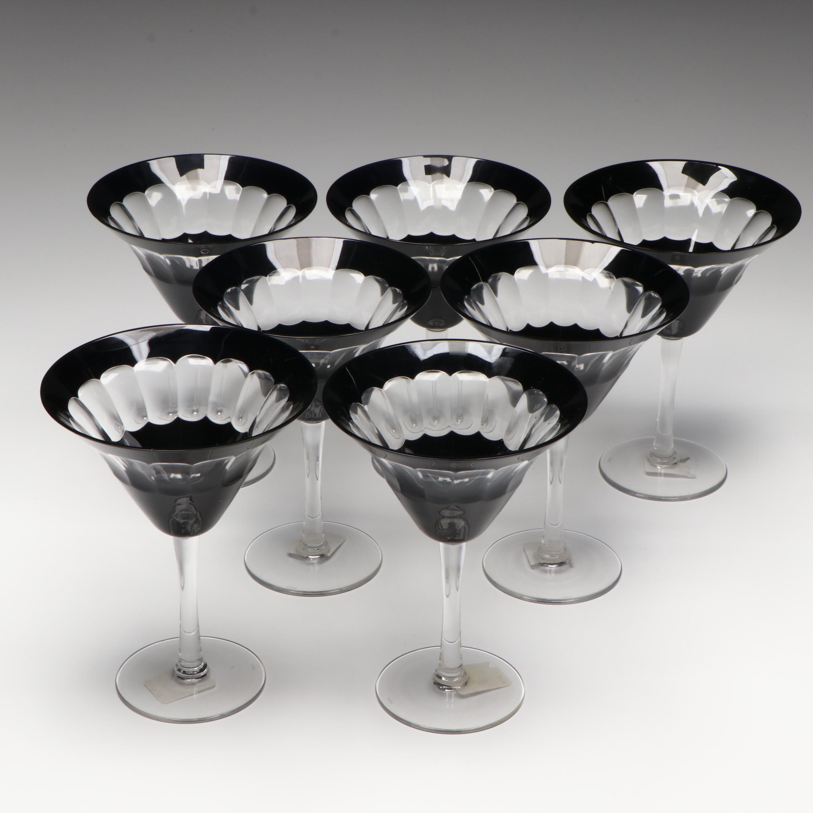 Williams-Sonoma Black and Clear Glass Martini Glasses