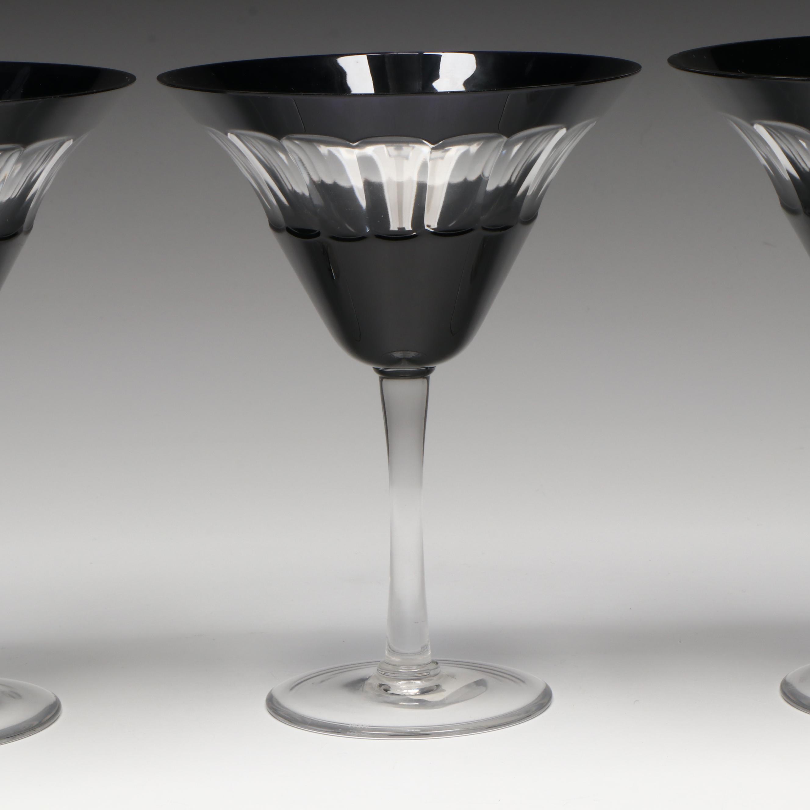 Williams-Sonoma Black and Clear Glass Martini Glasses