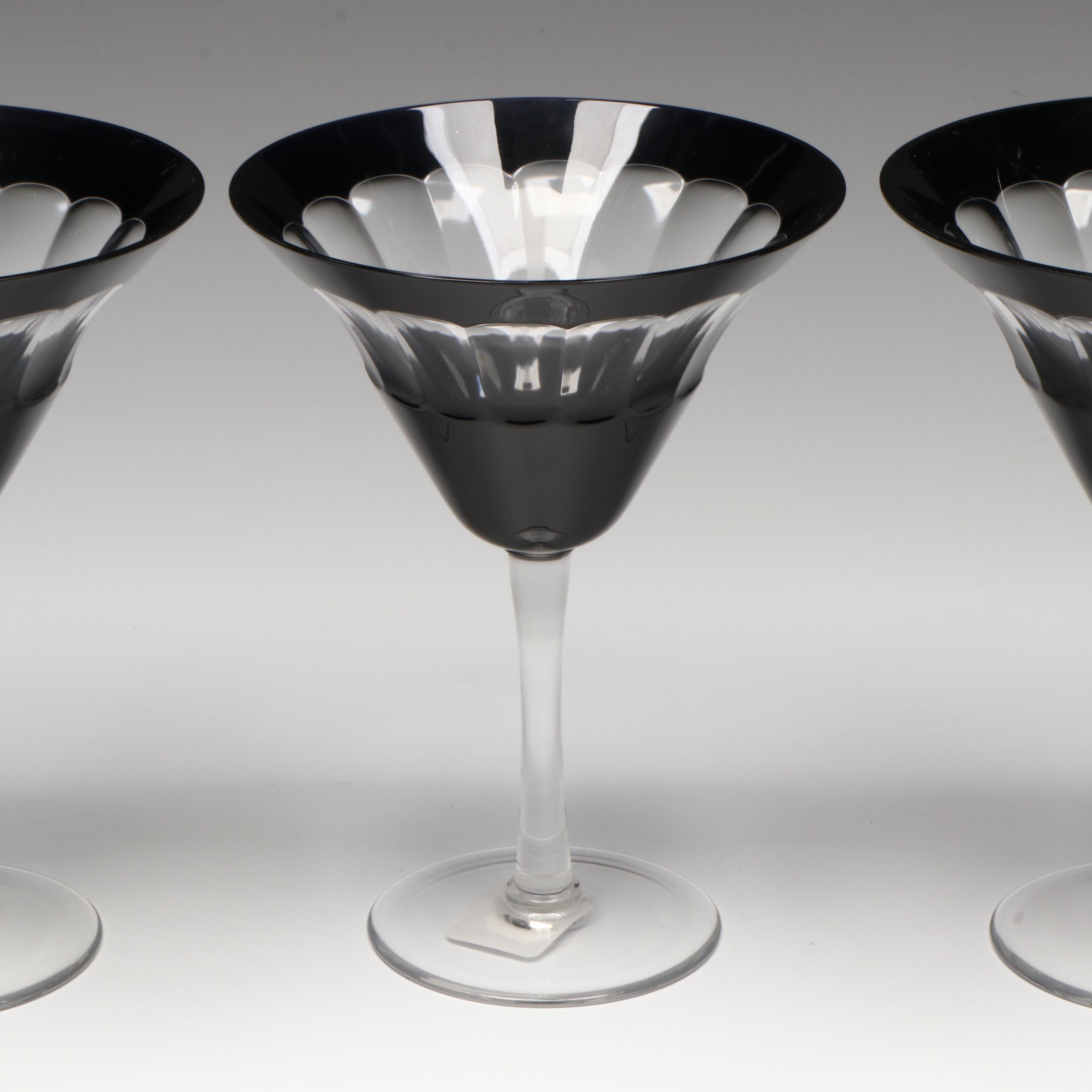 Williams-Sonoma Black and Clear Glass Martini Glasses