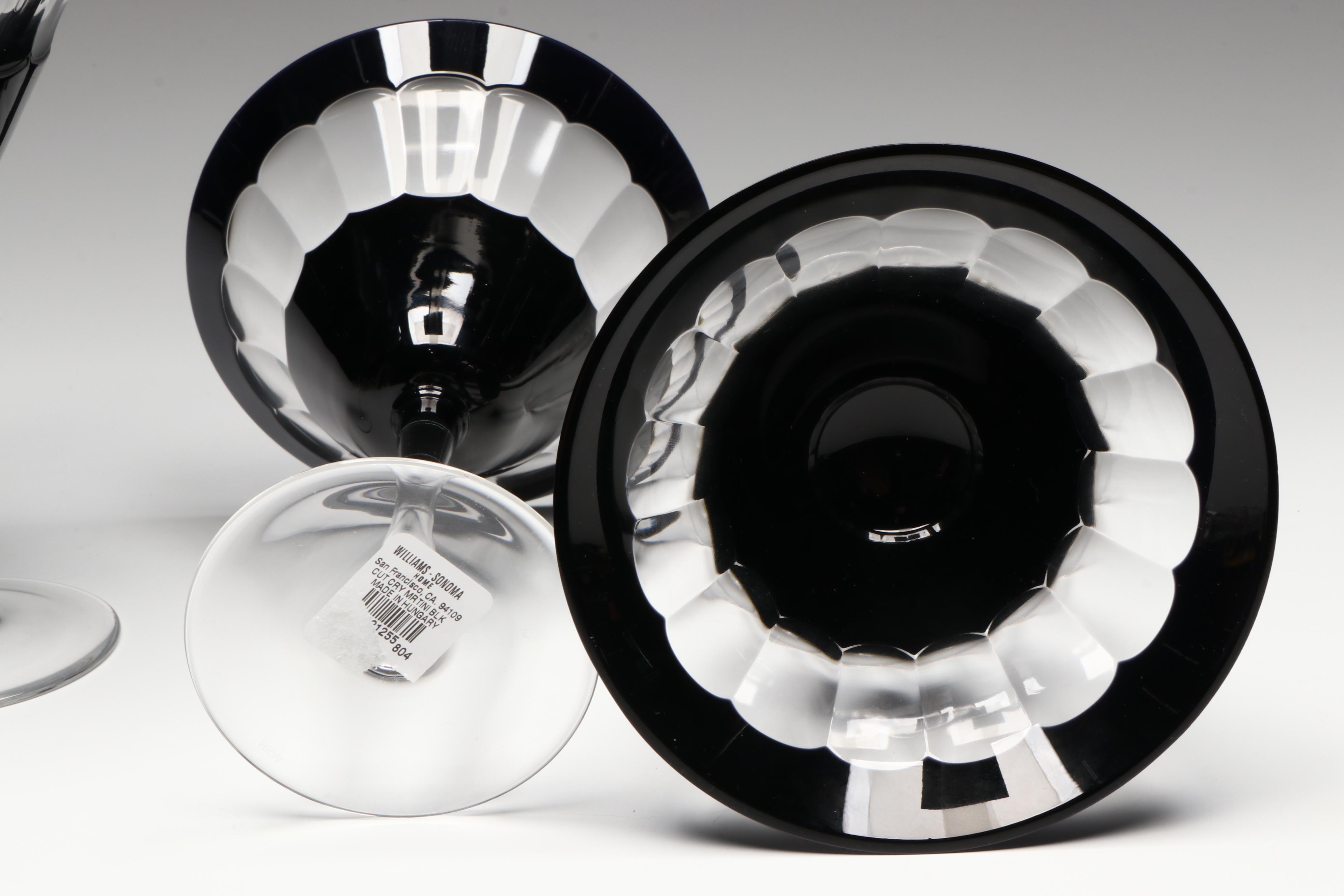 Williams-Sonoma Black and Clear Glass Martini Glasses
