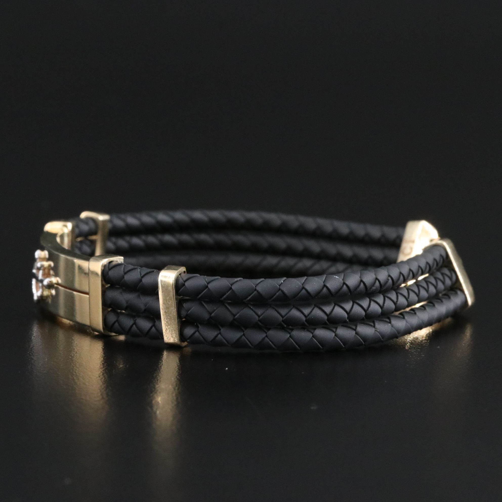 14K and Braided Leather Anchor Bracelet