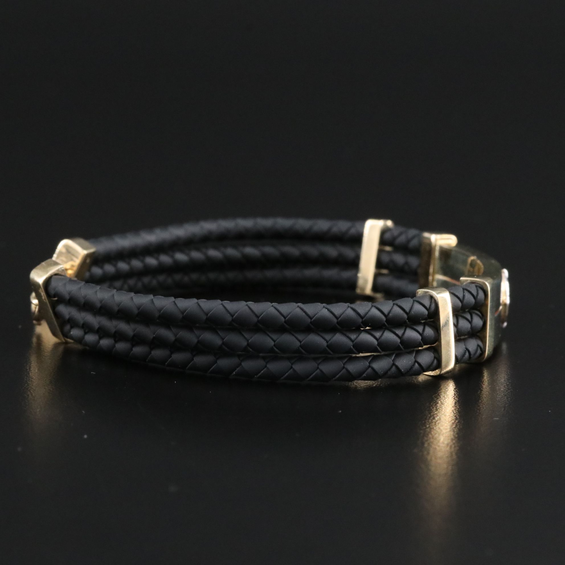 14K and Braided Leather Anchor Bracelet