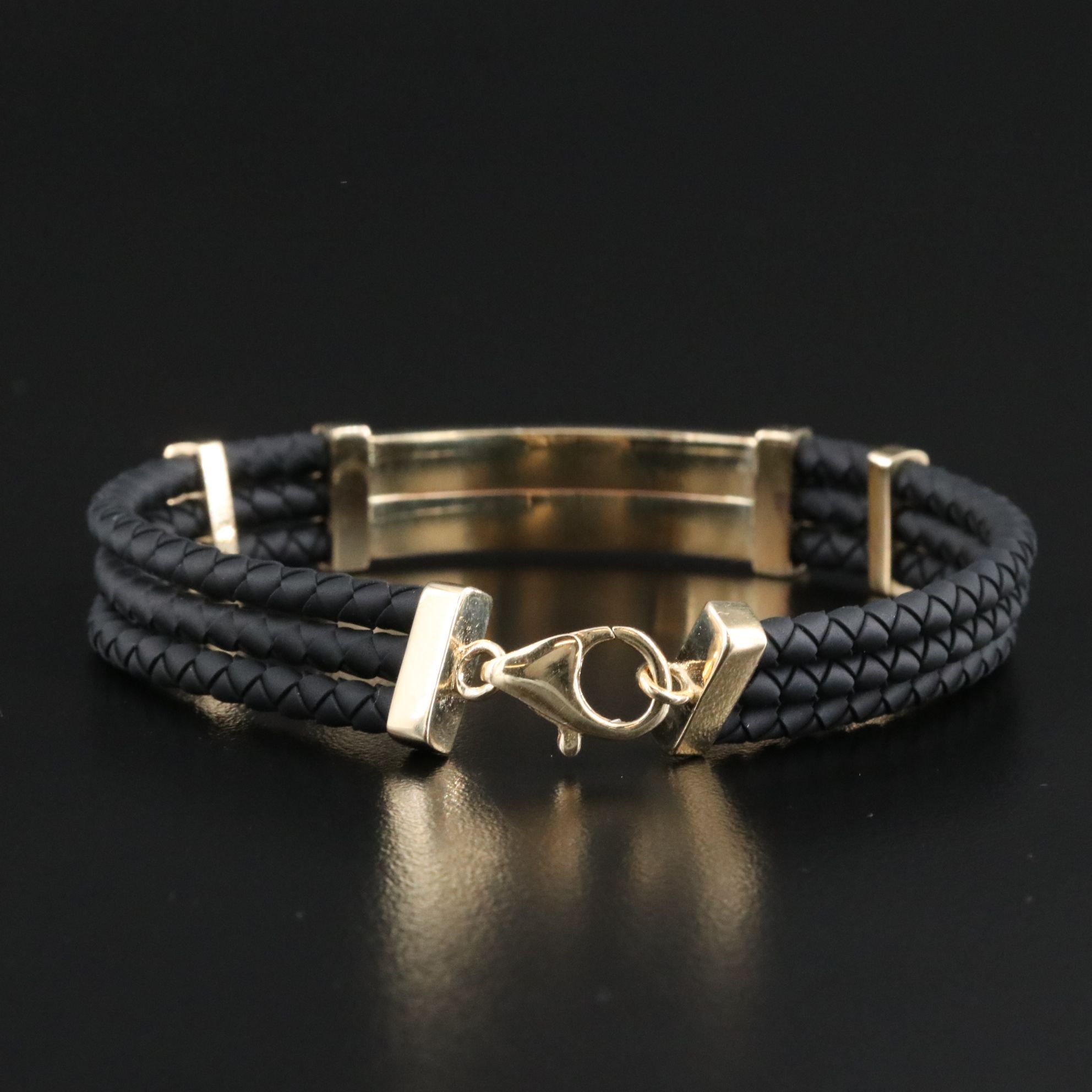 14K and Braided Leather Anchor Bracelet