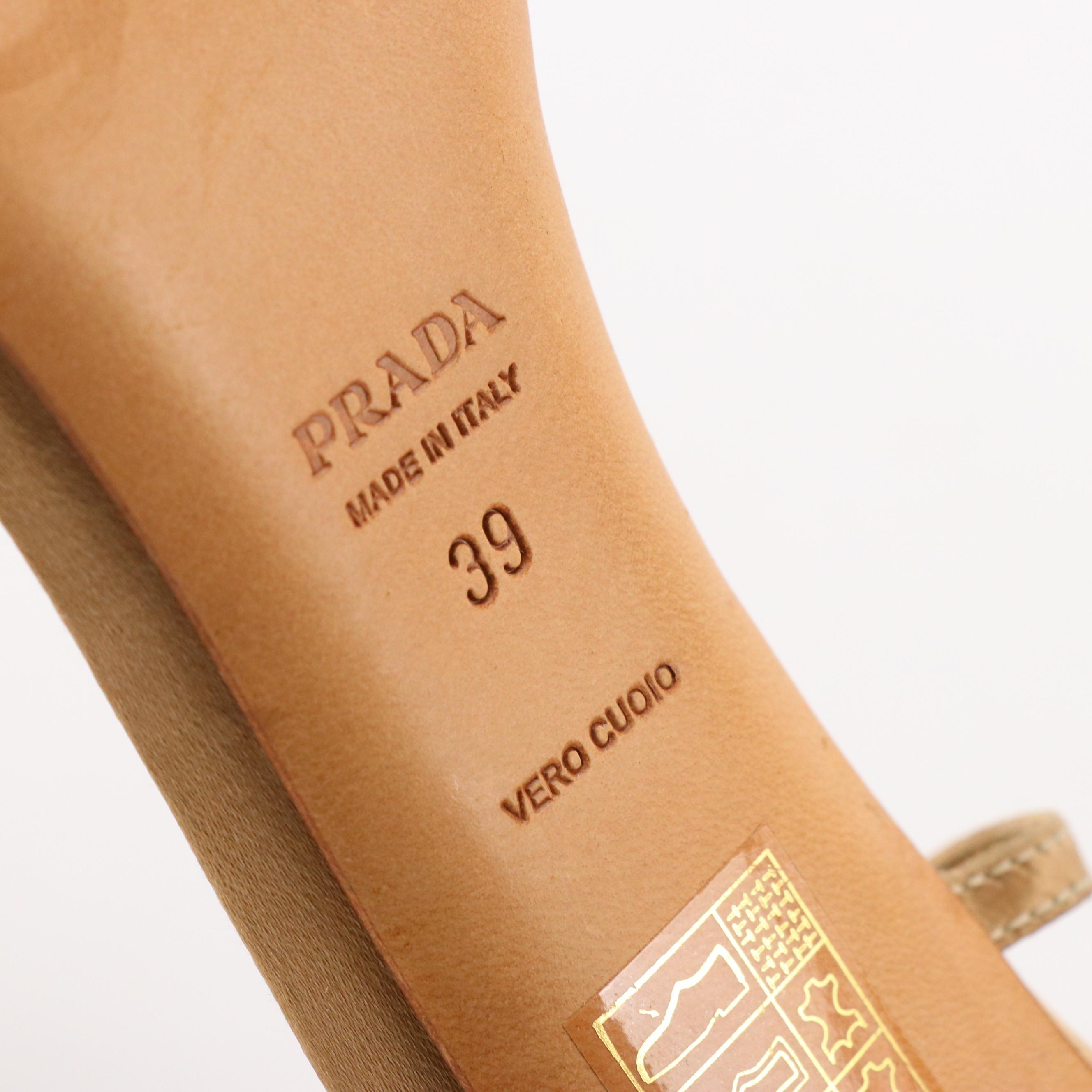 Prada Floral Appliqué High Heeled Sandals in Silk and Bronze Metallic Leather