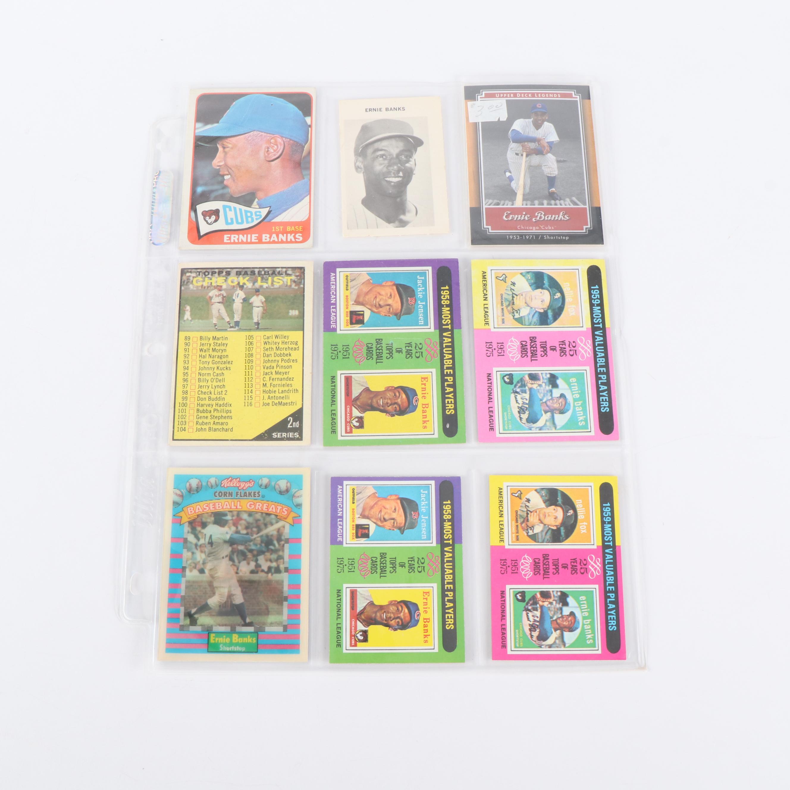 Ernie Banks Baseball Trading Cards, Prints, and Stamps, 1960s-2000s