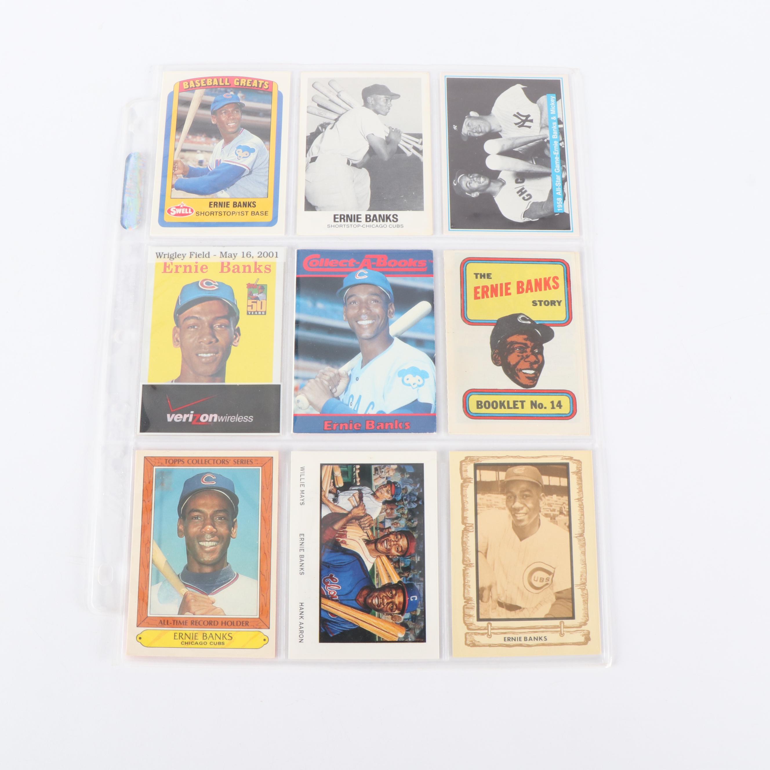 Ernie Banks Baseball Trading Cards, Prints, and Stamps, 1960s-2000s