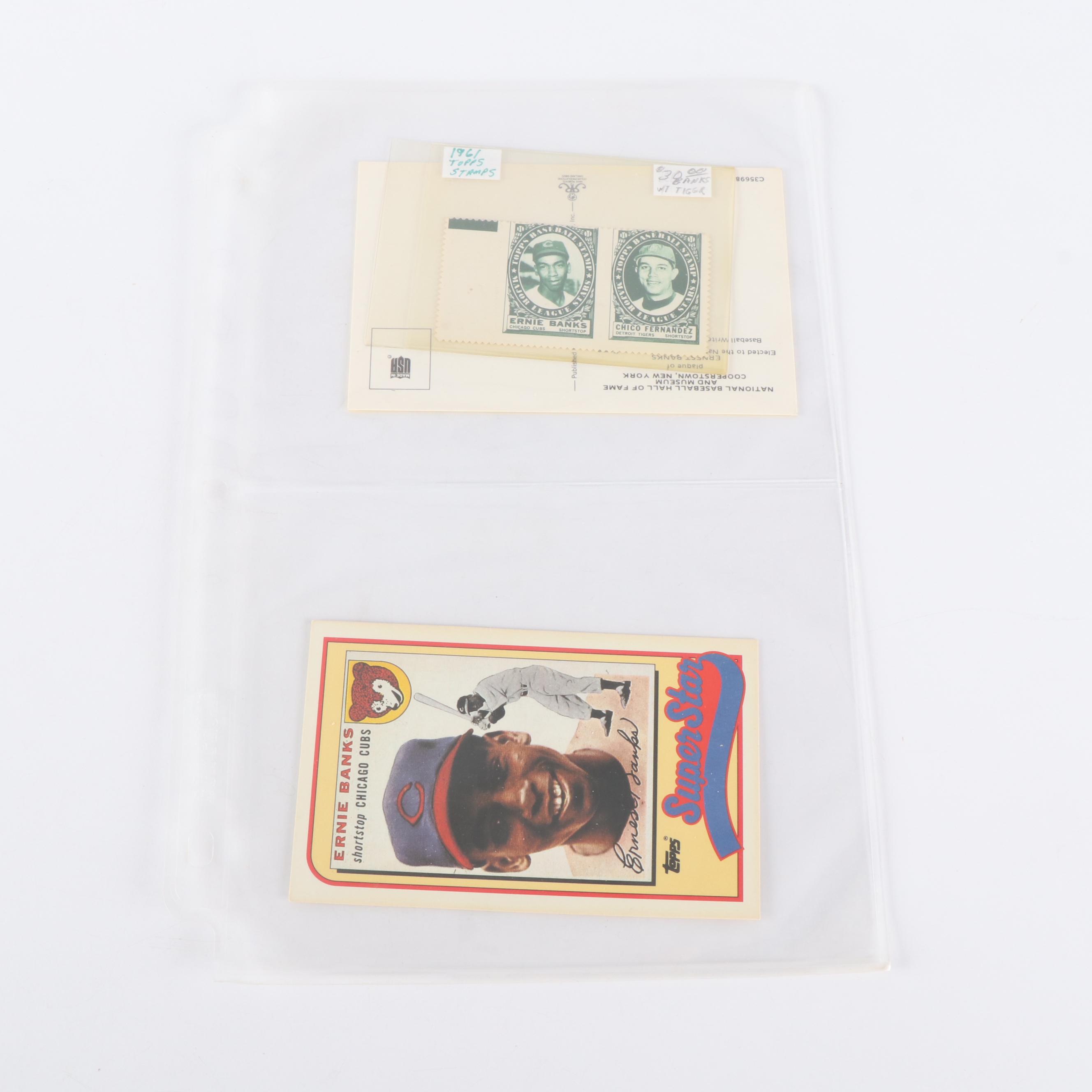 Ernie Banks Baseball Trading Cards, Prints, and Stamps, 1960s-2000s