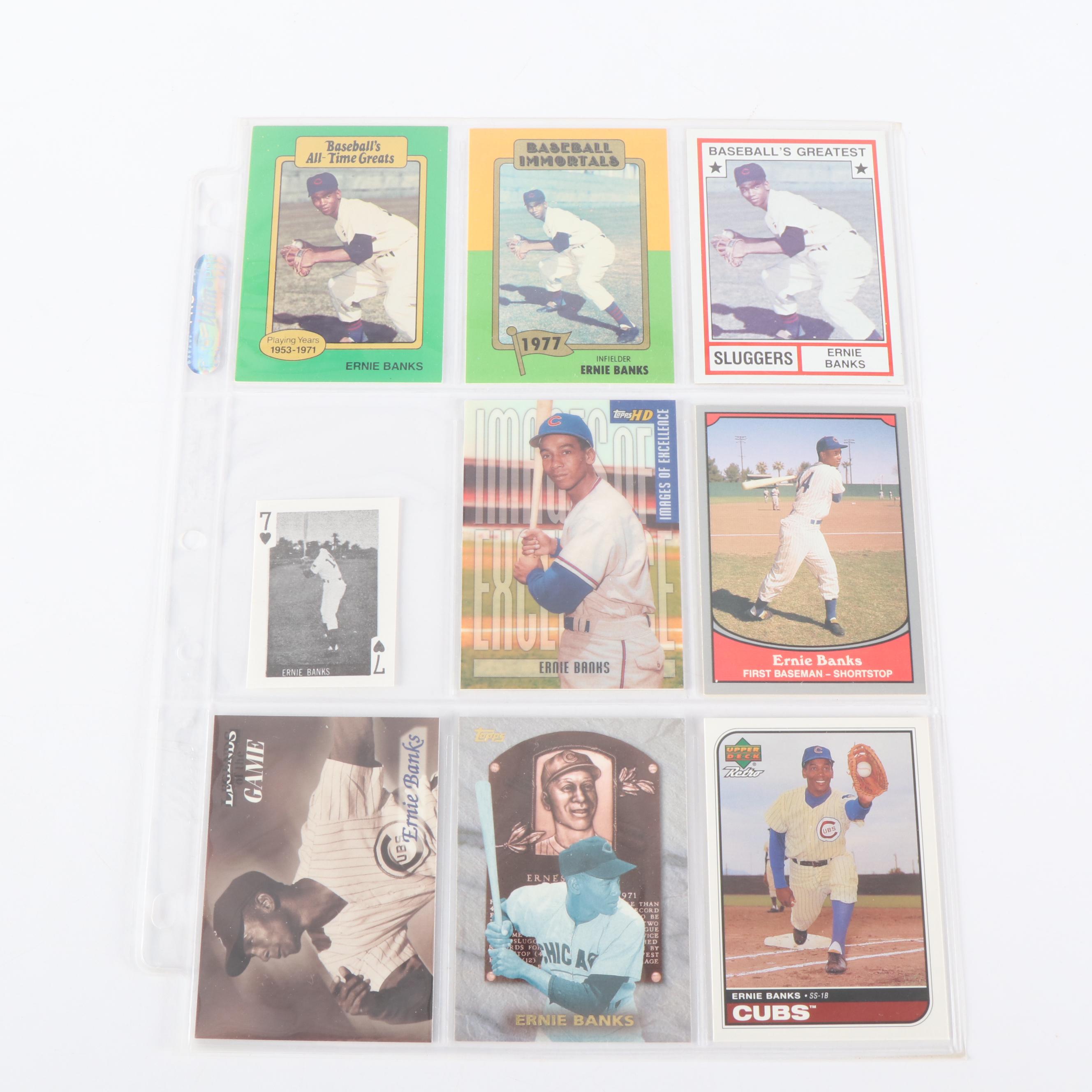 Ernie Banks Baseball Trading Cards, Prints, and Stamps, 1960s-2000s