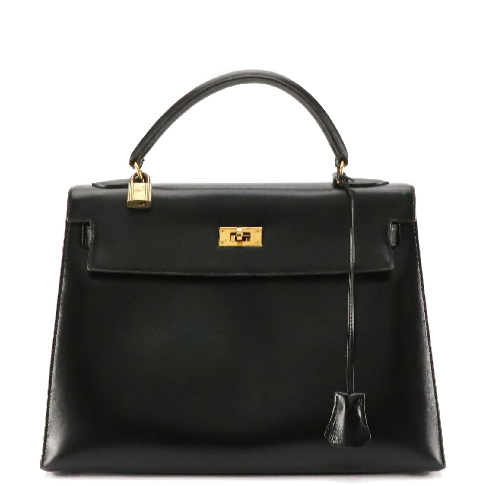 Hermès Kelly Sellier 32 Handbag in Noir Box Calf Leather
