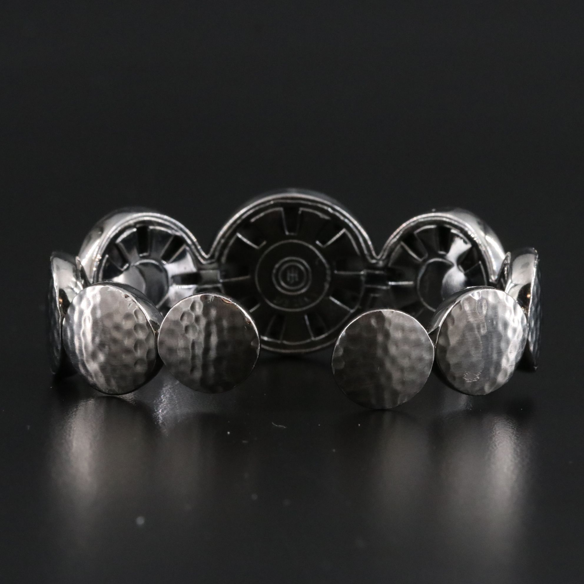 John Hardy Dot Moon Phase Darkened Sterling 18K Bonded Gold Hammered Cuff