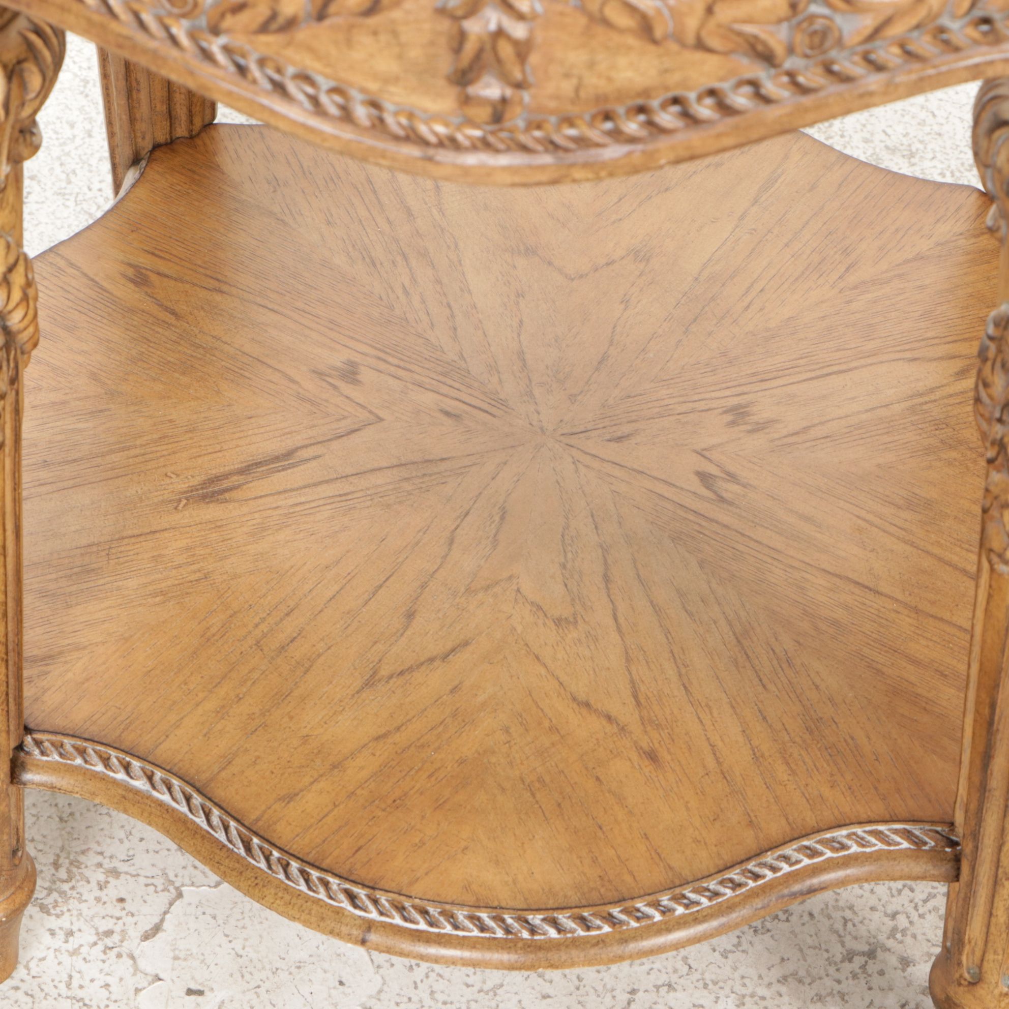 Schnadig Neoclassical Style Accent Table with Glass Top and Marble Edge Trim