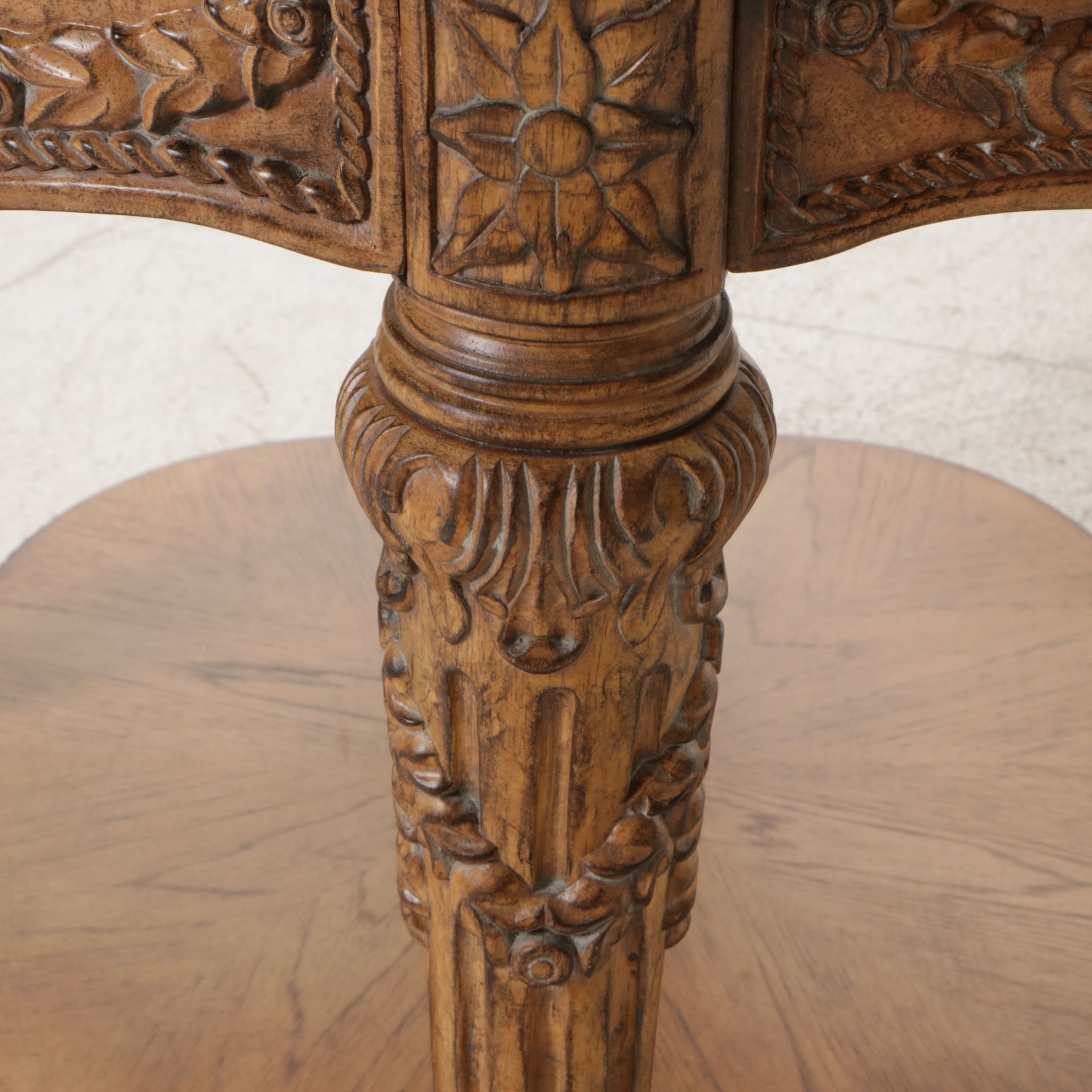 Schnadig Neoclassical Style Accent Table with Glass Top and Marble Edge Trim