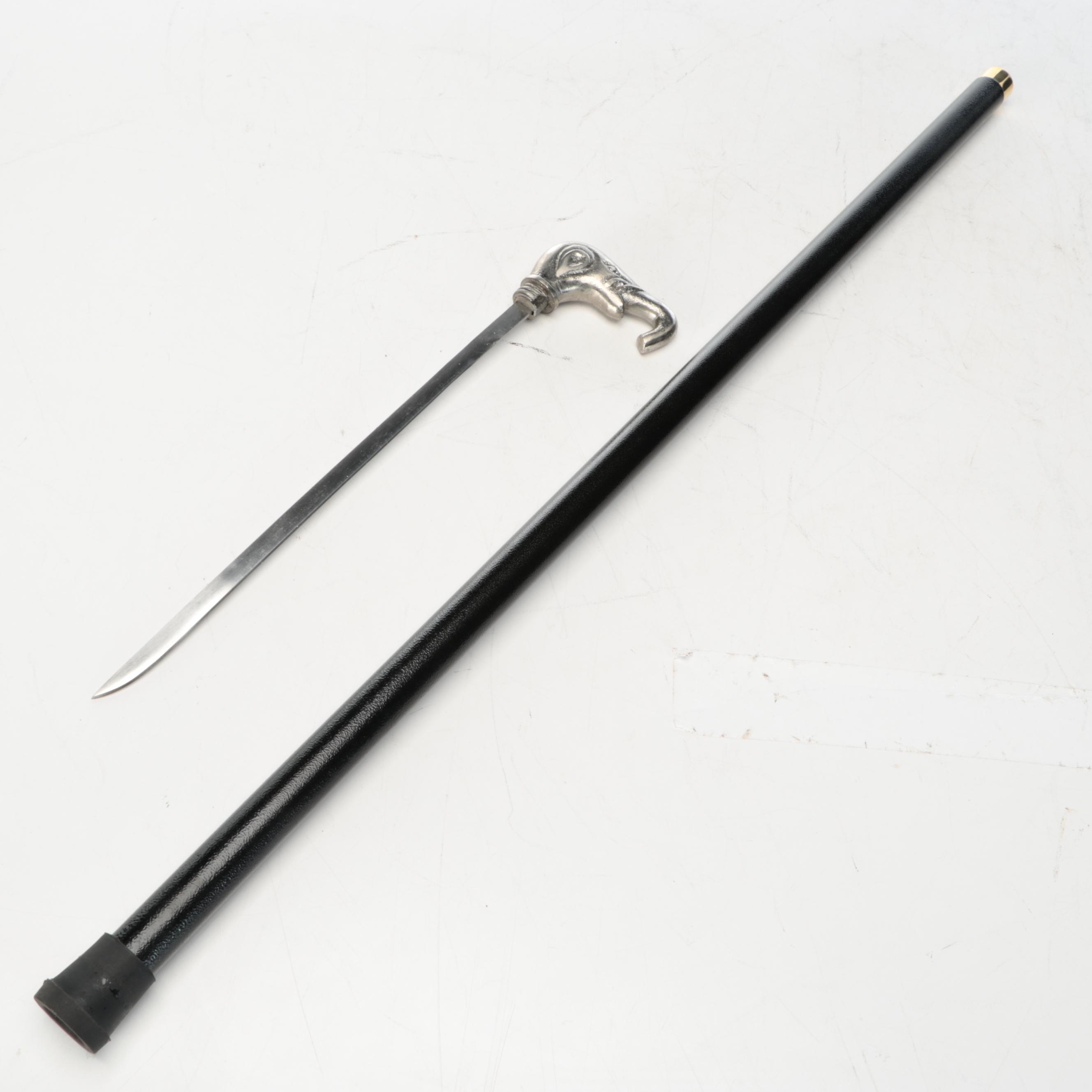 Elephant Head Derby Handled Sword Cane