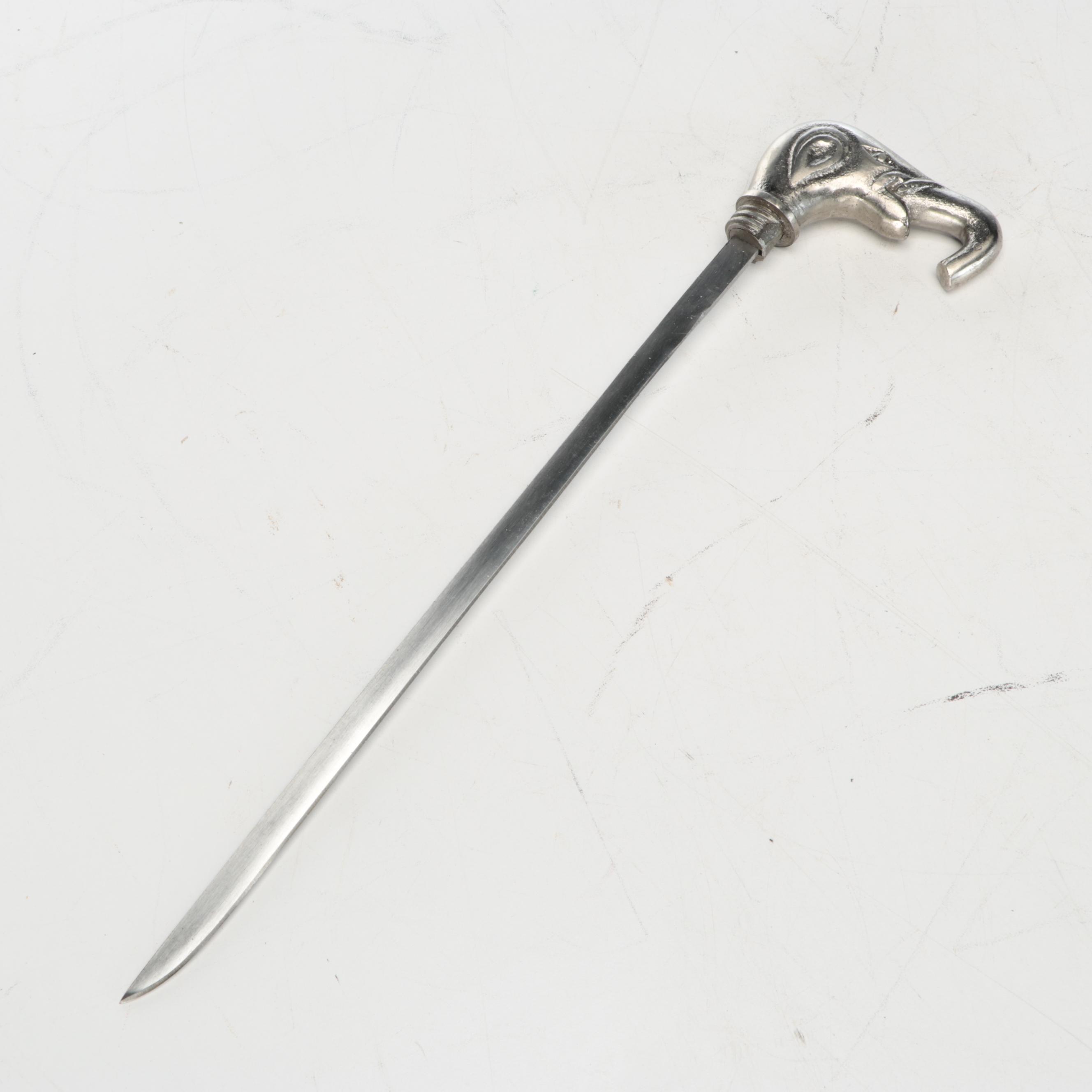 Elephant Head Derby Handled Sword Cane