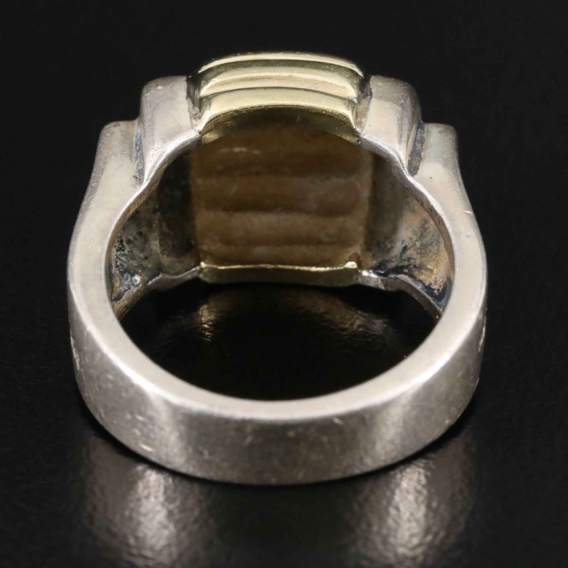 Caviar Sterling and 18K Fluted Dome Ring