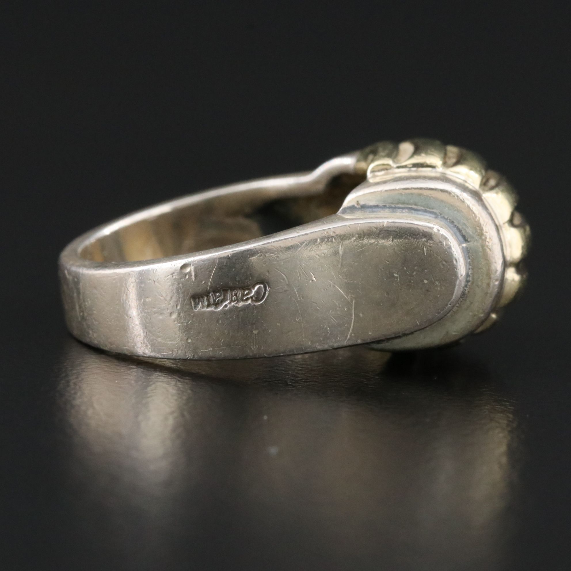 Caviar Sterling and 18K Fluted Dome Ring