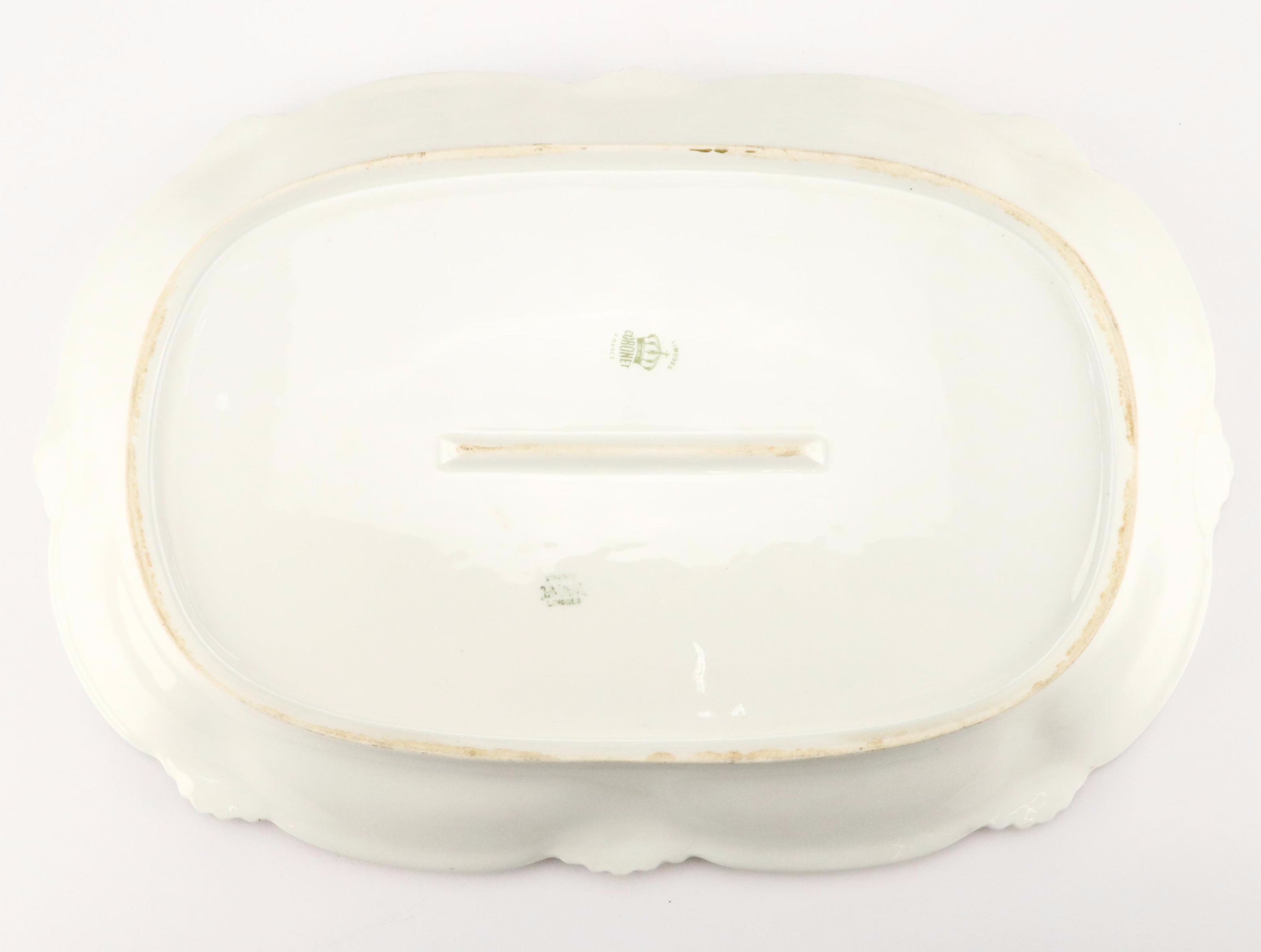 Coronet Limoges Hand-Painted Fish Porcelain Platter and Plates