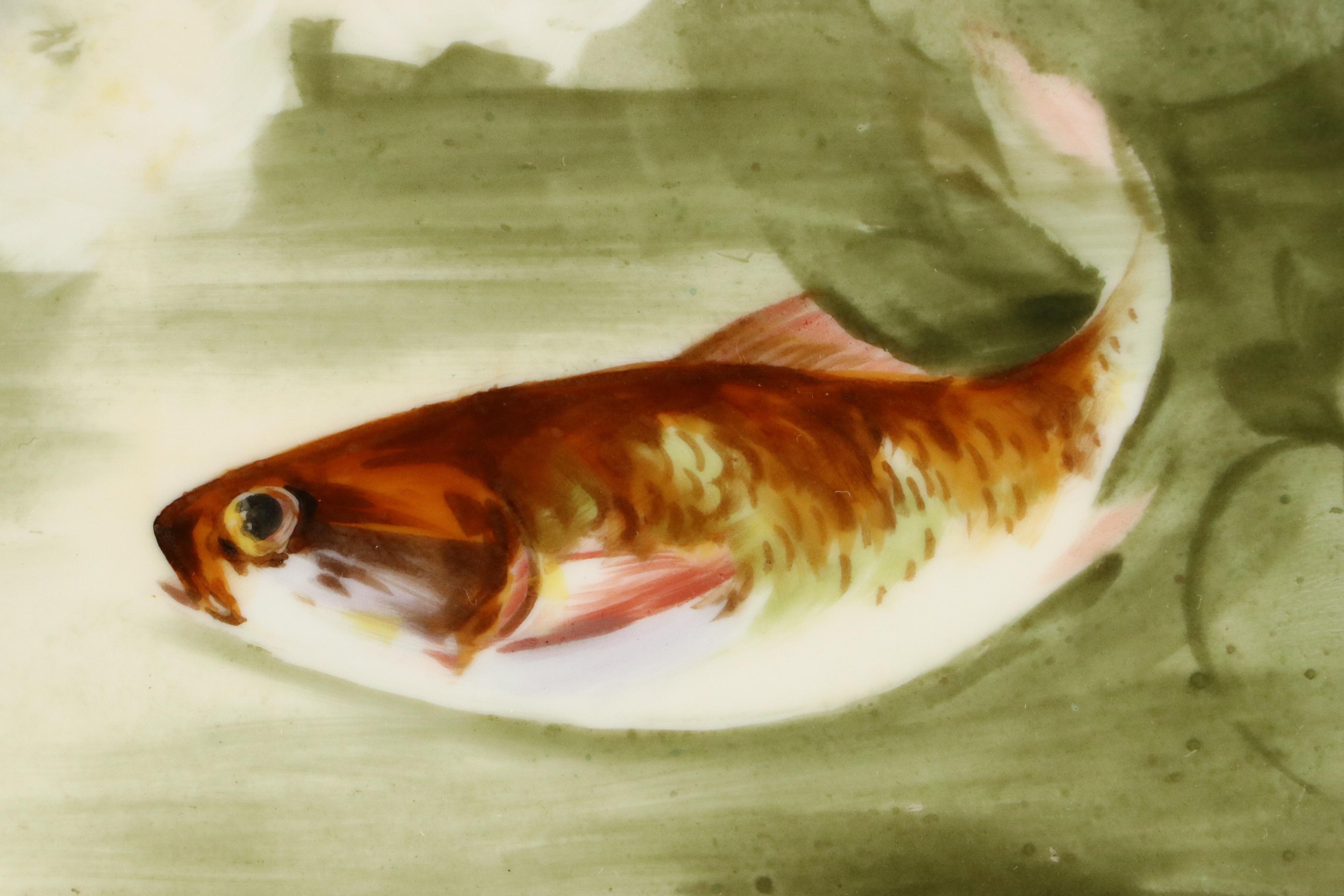 Coronet Limoges Hand-Painted Fish Porcelain Platter and Plates