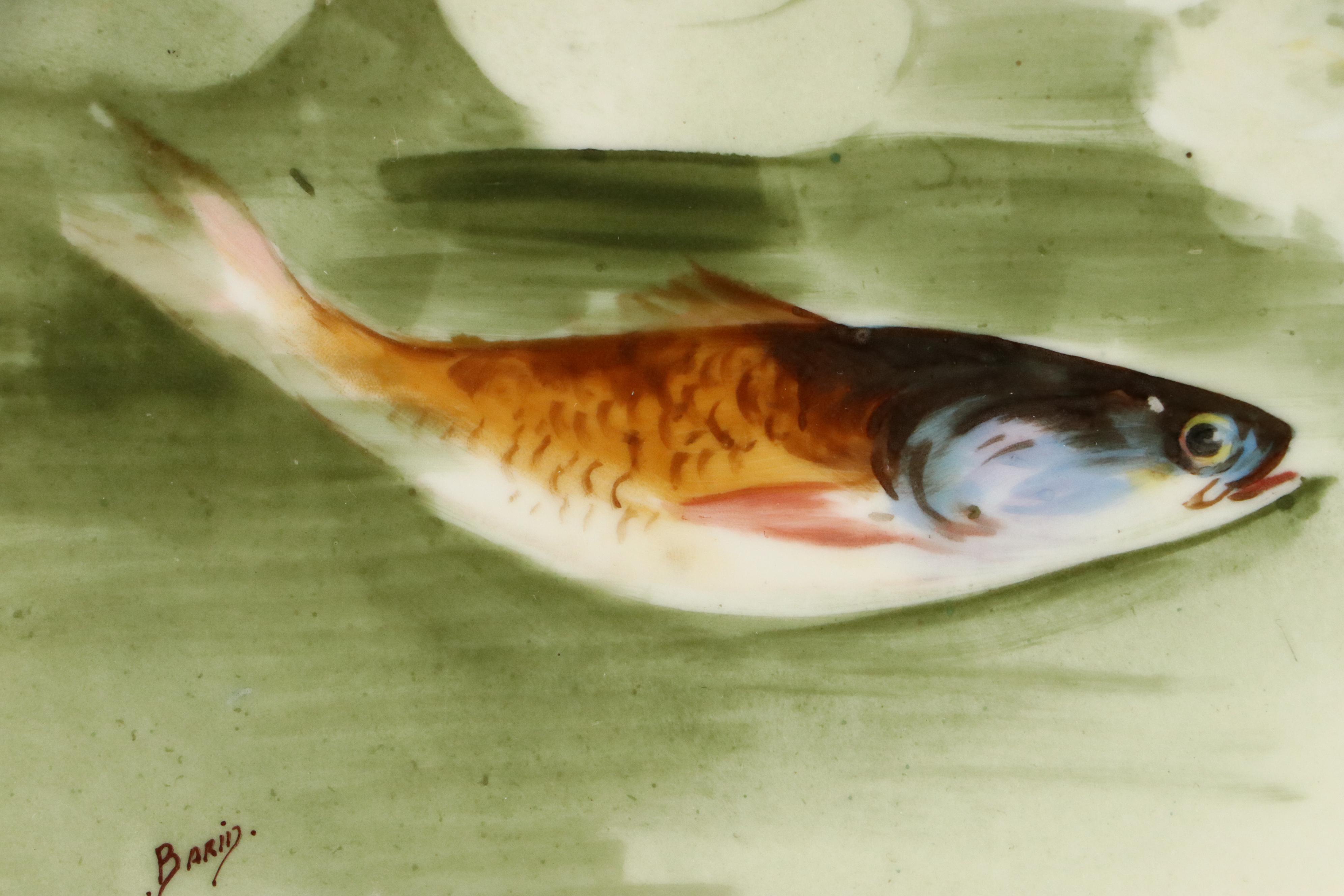 Coronet Limoges Hand-Painted Fish Porcelain Platter and Plates