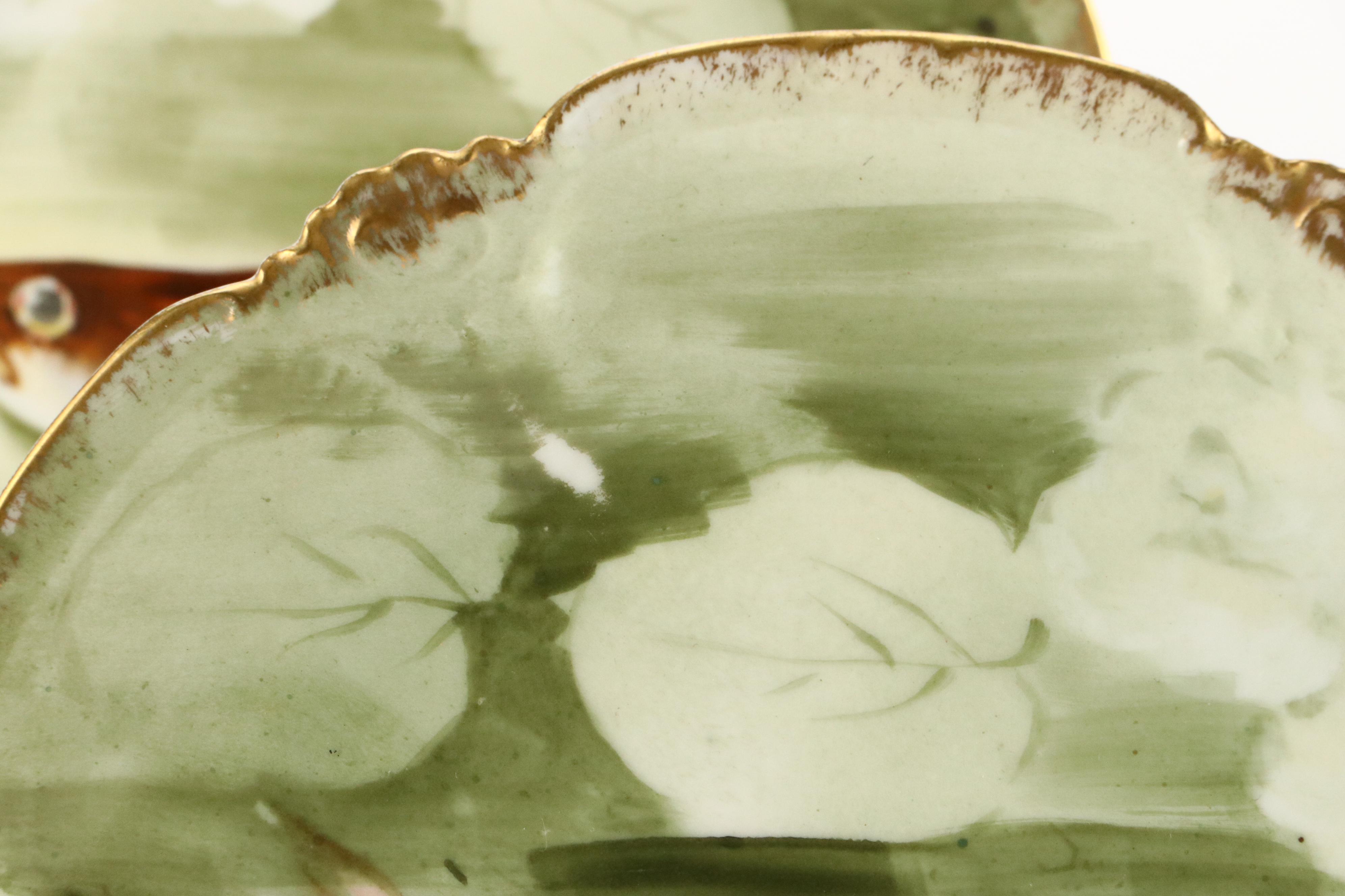 Coronet Limoges Hand-Painted Fish Porcelain Platter and Plates