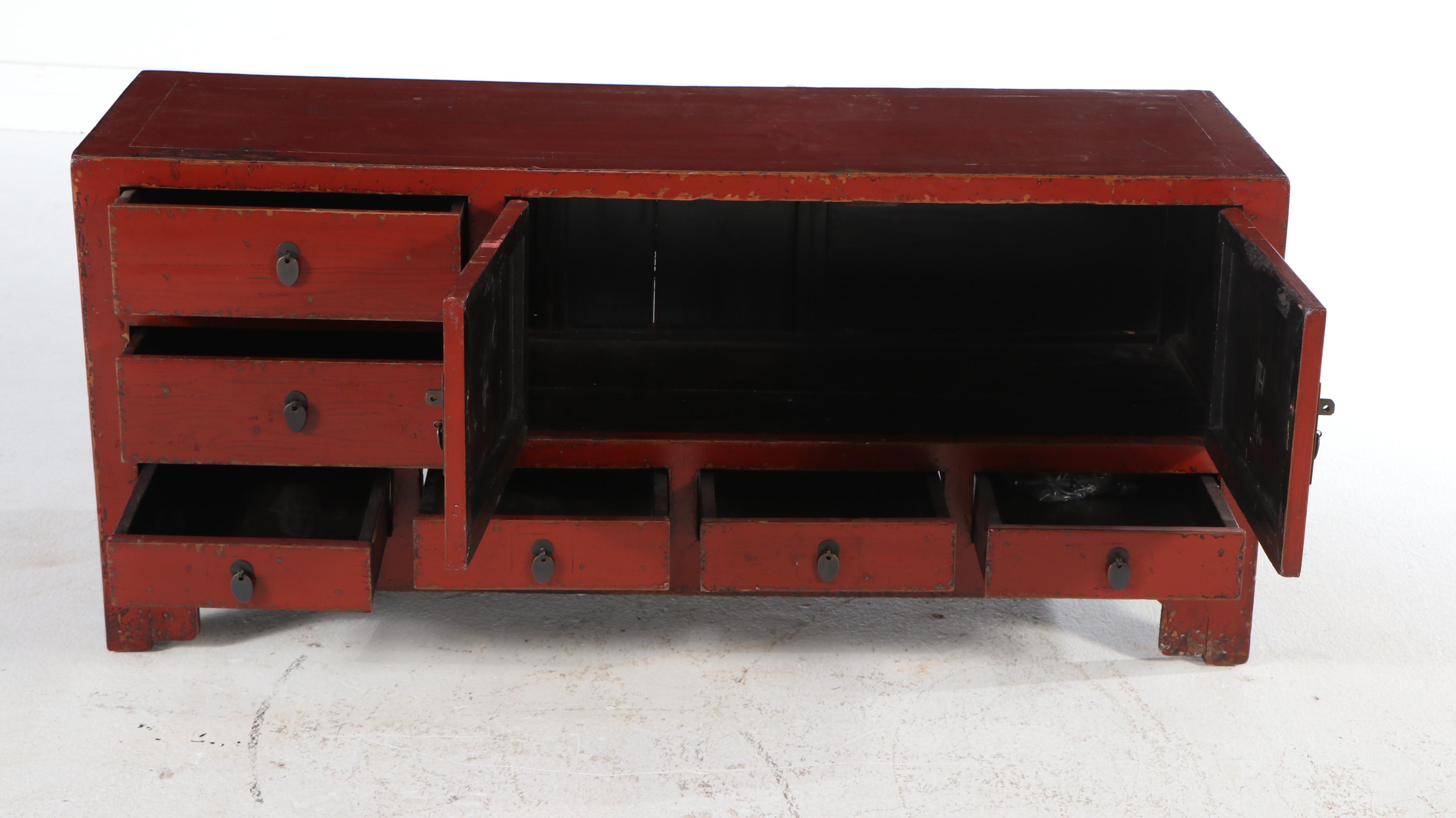 Chinese Red Lacquered Cabinet