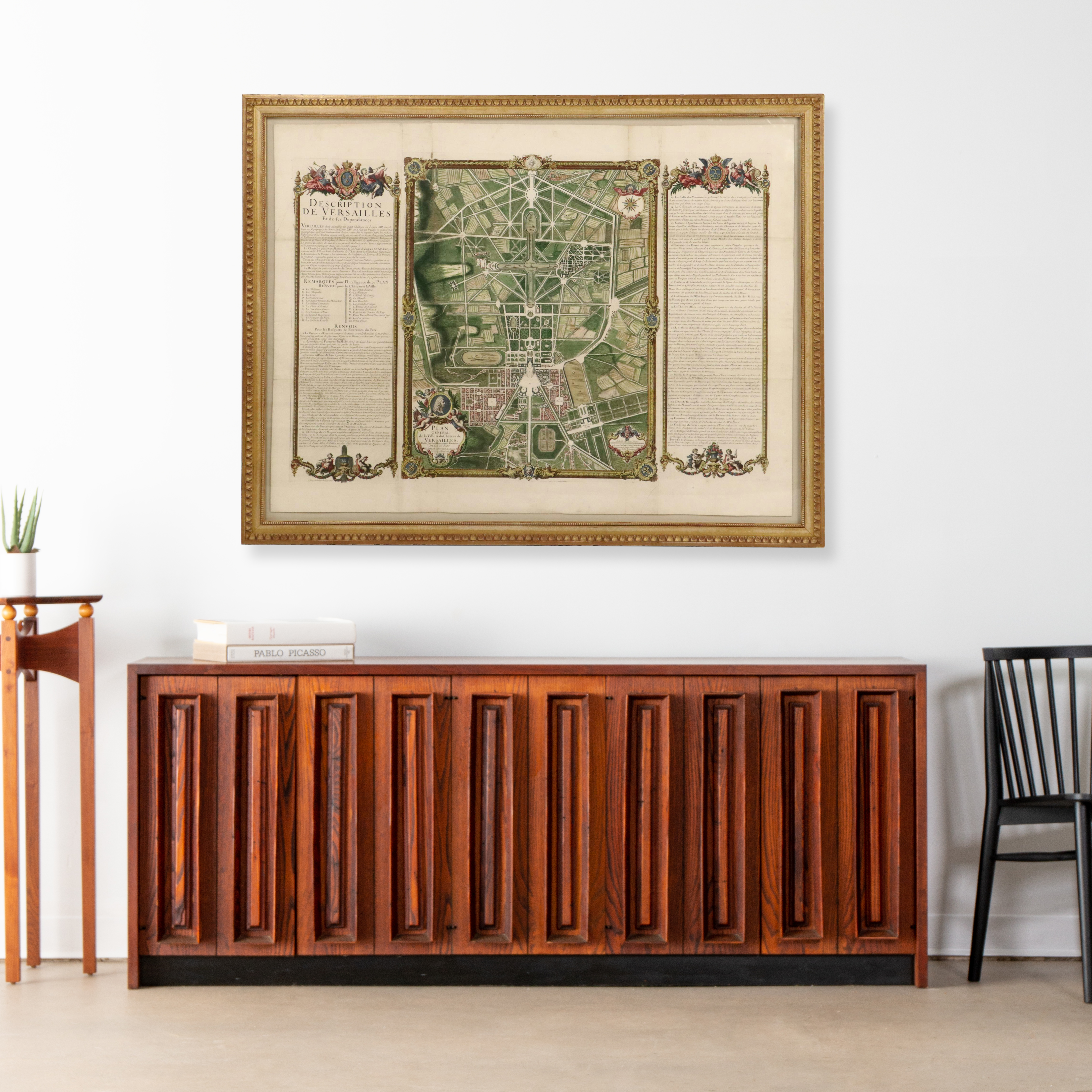 Large-Scale Hand-Colored Engraved Map of Versailles After Pierre Le Pautre, 1717