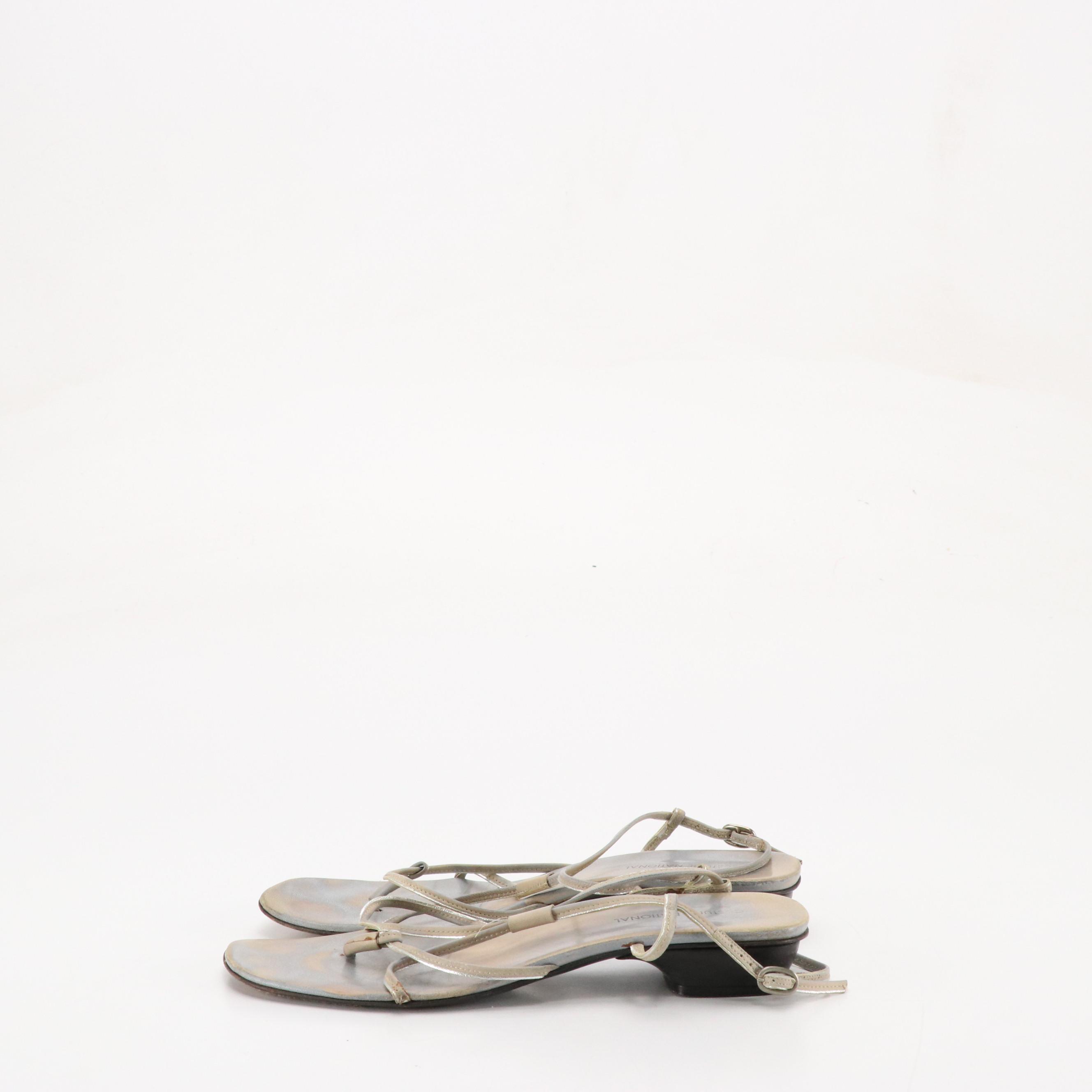 Costume National and Jil Sander Kitten Heel Sandals in Leather