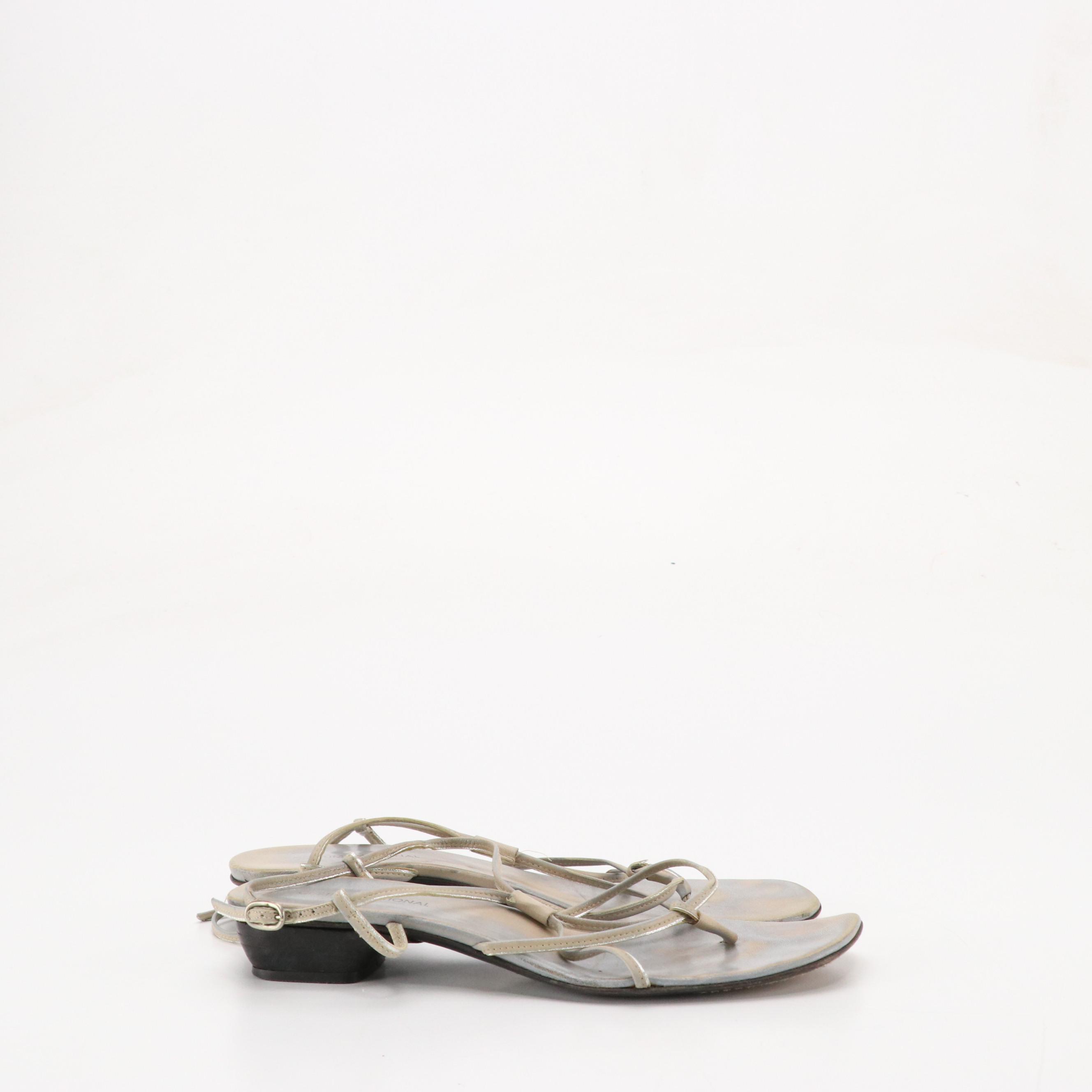 Costume National and Jil Sander Kitten Heel Sandals in Leather