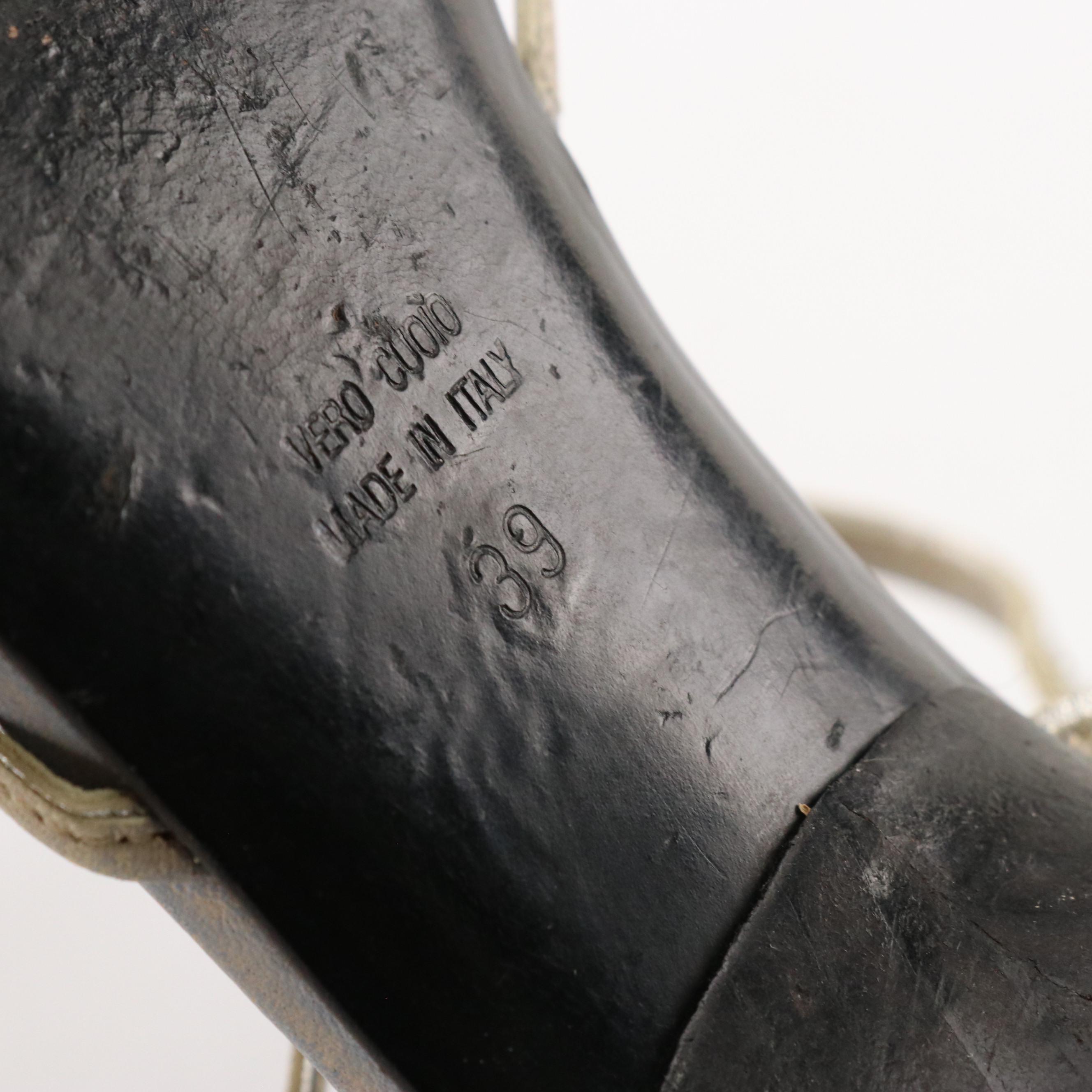 Costume National and Jil Sander Kitten Heel Sandals in Leather