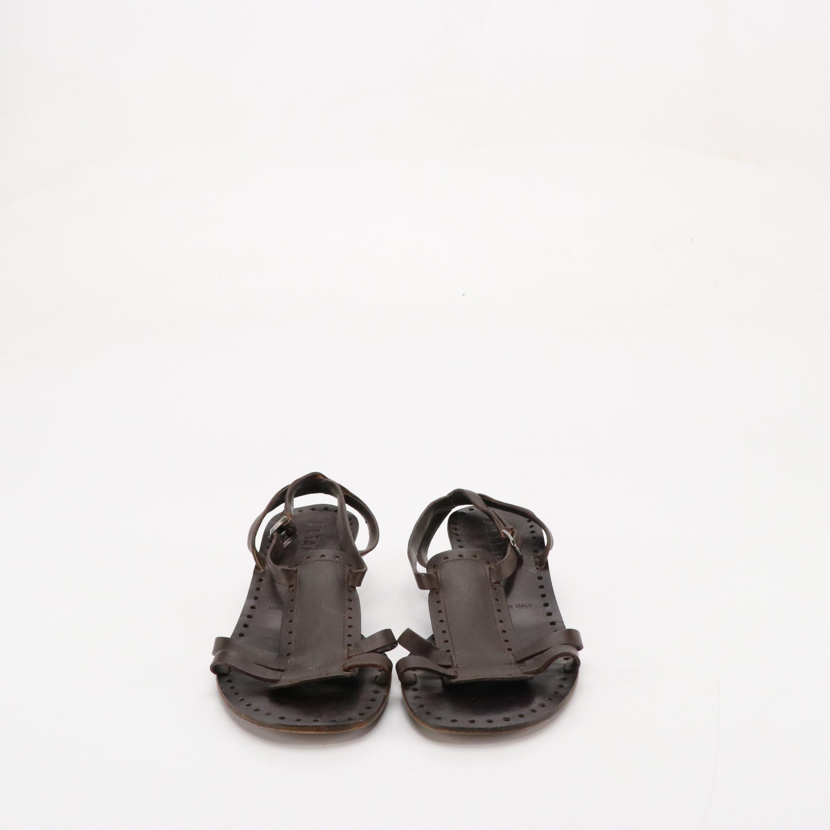 Costume National and Jil Sander Kitten Heel Sandals in Leather