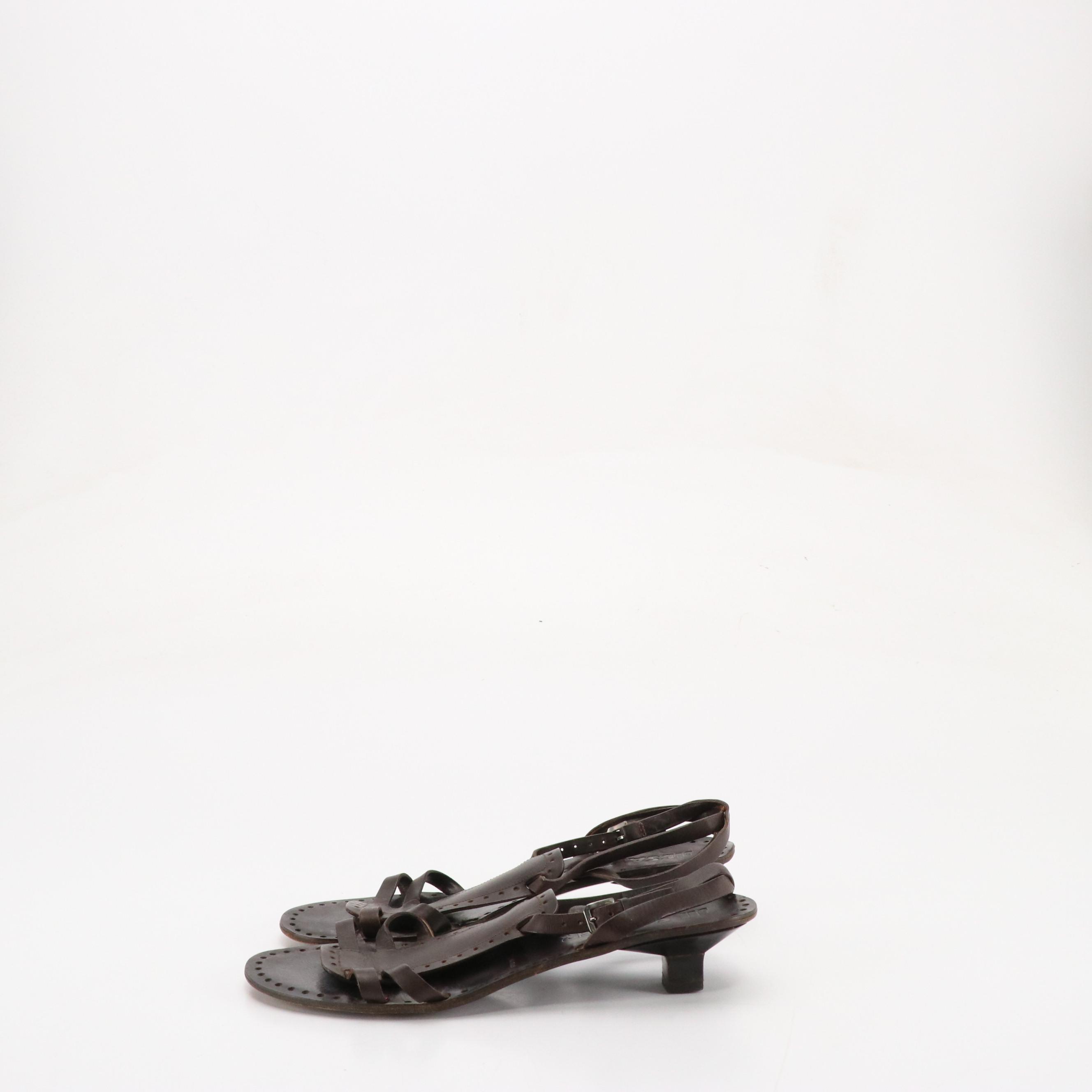 Costume National and Jil Sander Kitten Heel Sandals in Leather