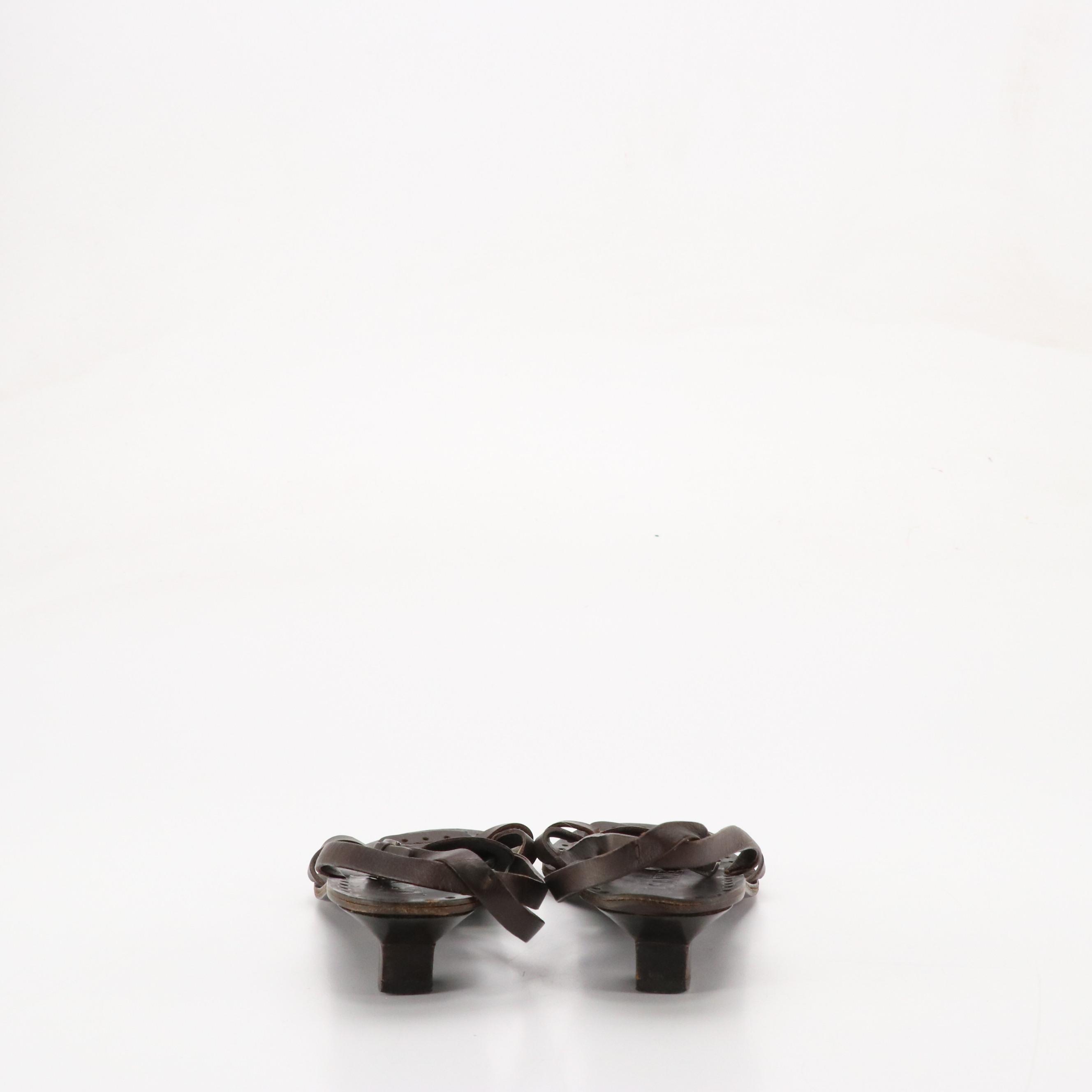 Costume National and Jil Sander Kitten Heel Sandals in Leather