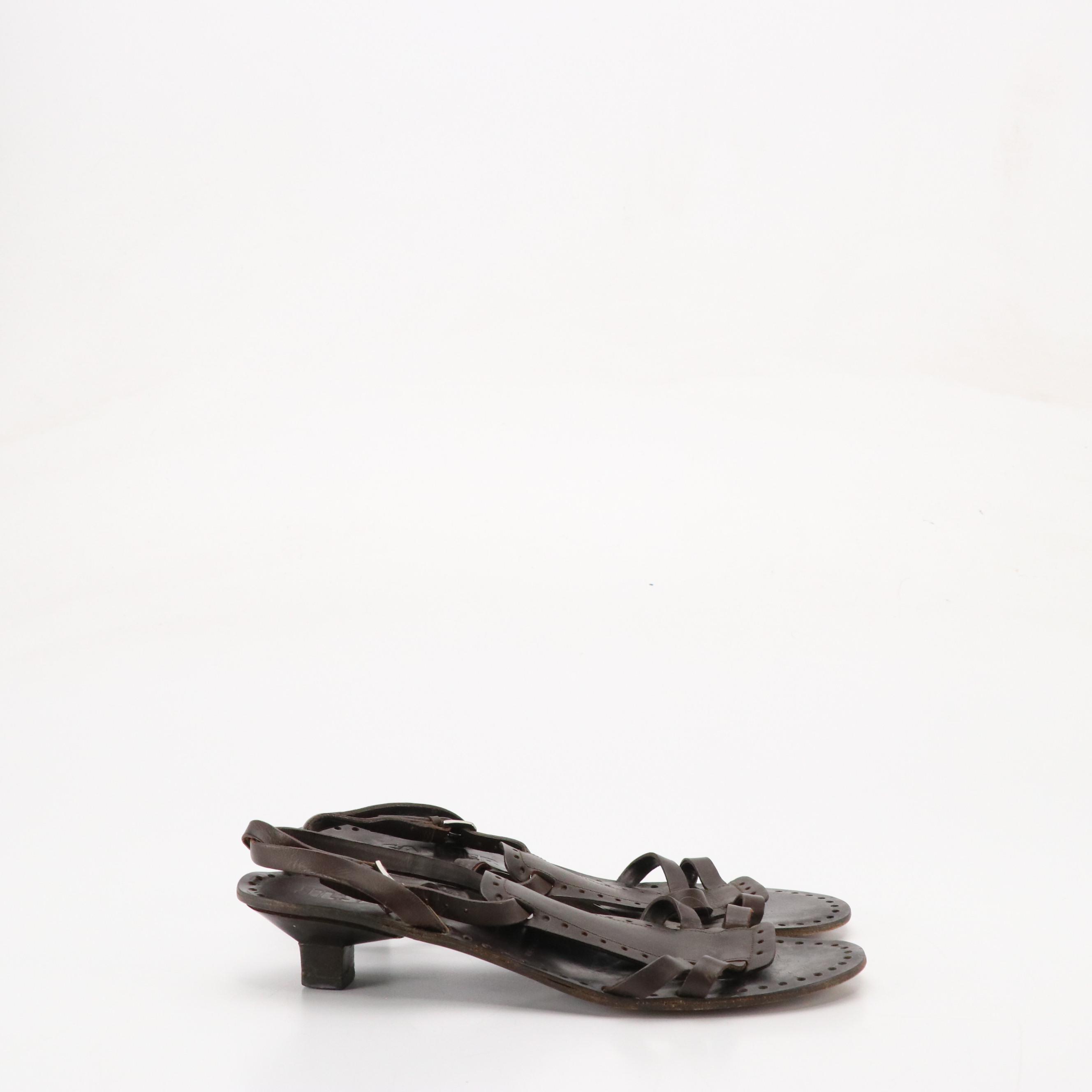 Costume National and Jil Sander Kitten Heel Sandals in Leather