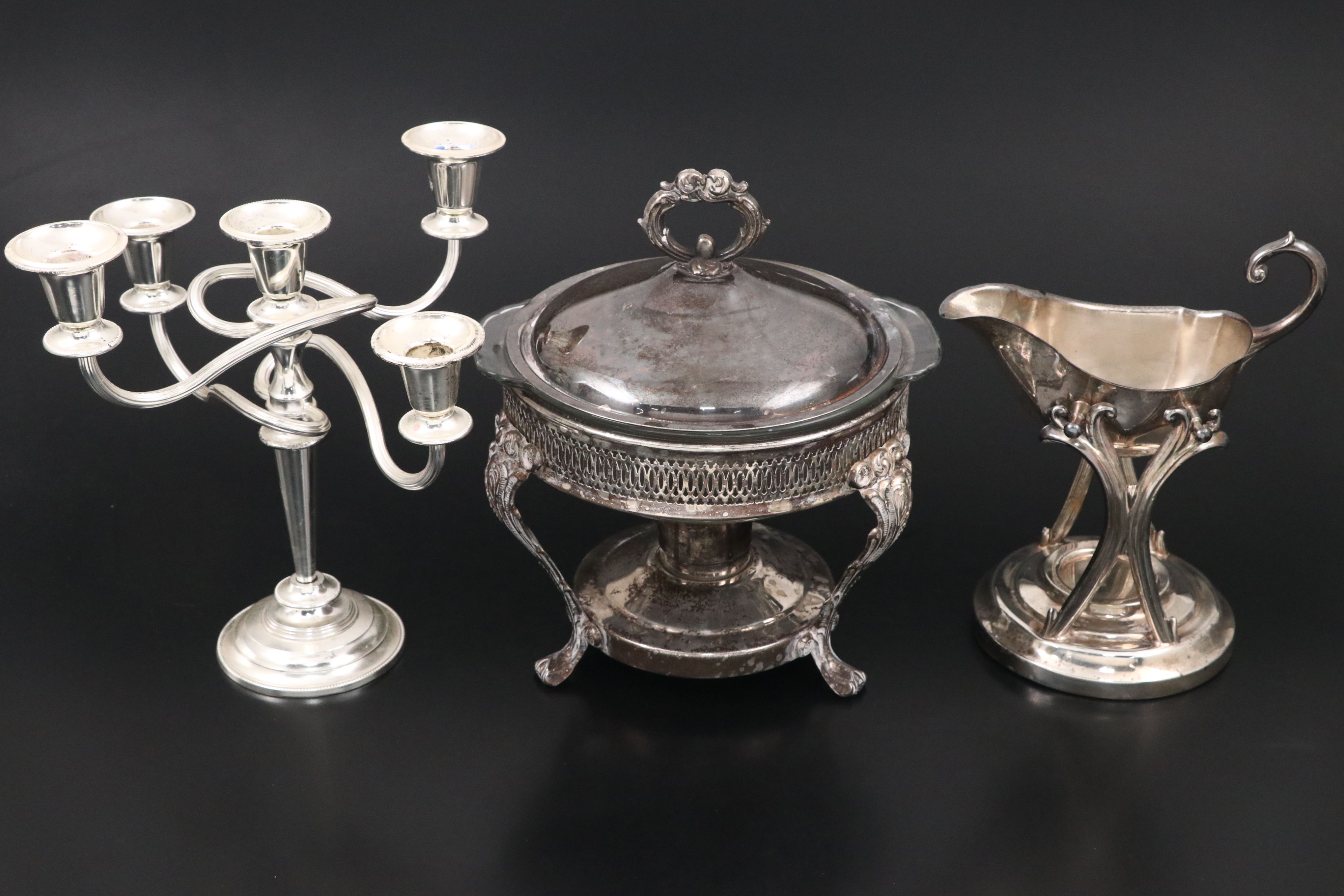 Victorian Style North American Silver Plate and Glass Tableware