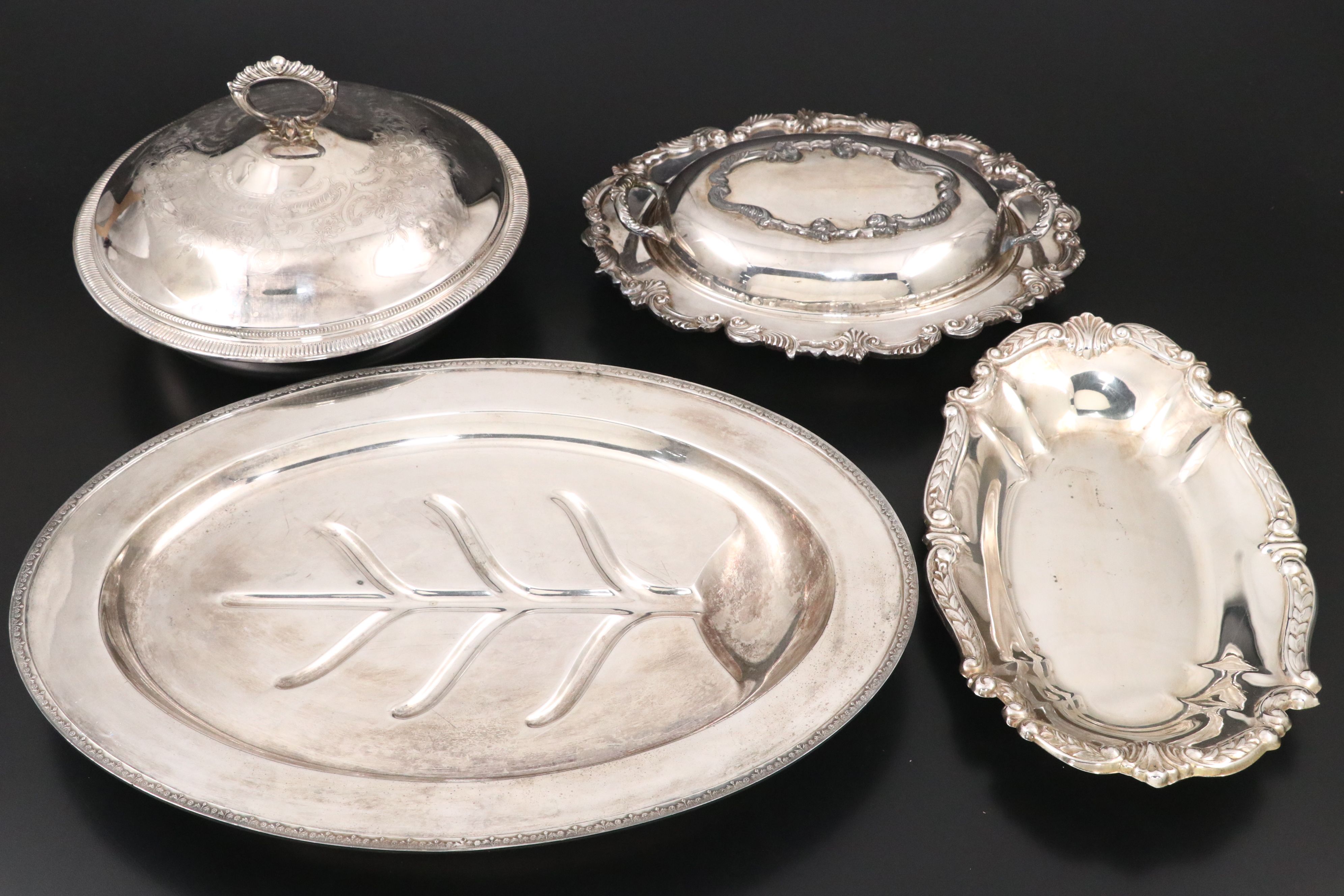 Victorian Style North American Silver Plate and Glass Tableware