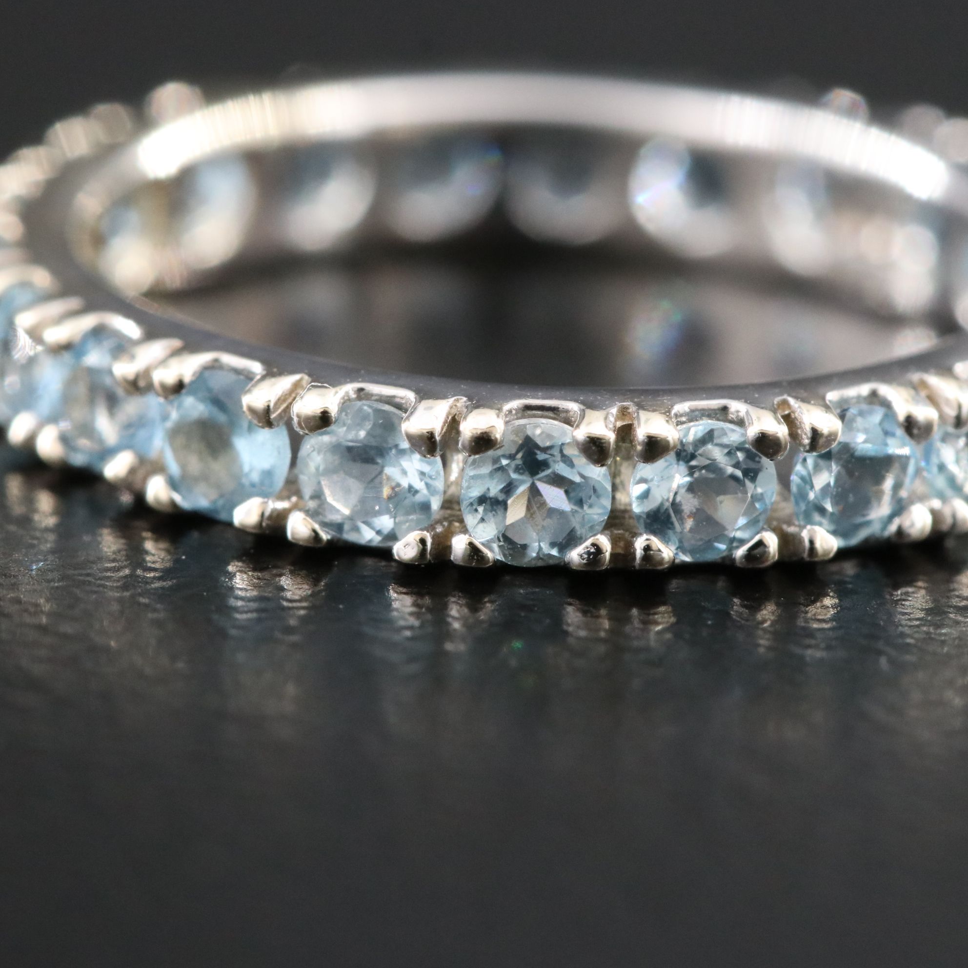 14K Aquamarine Eternity Band