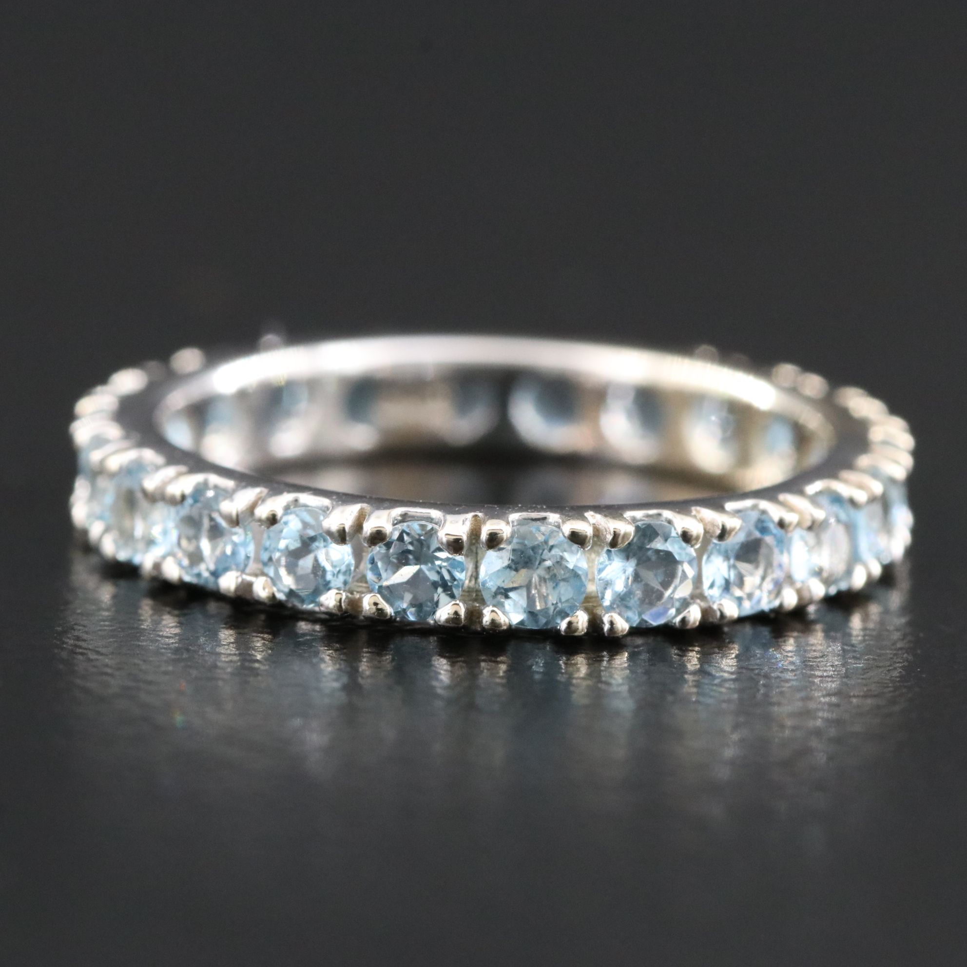 14K Aquamarine Eternity Band